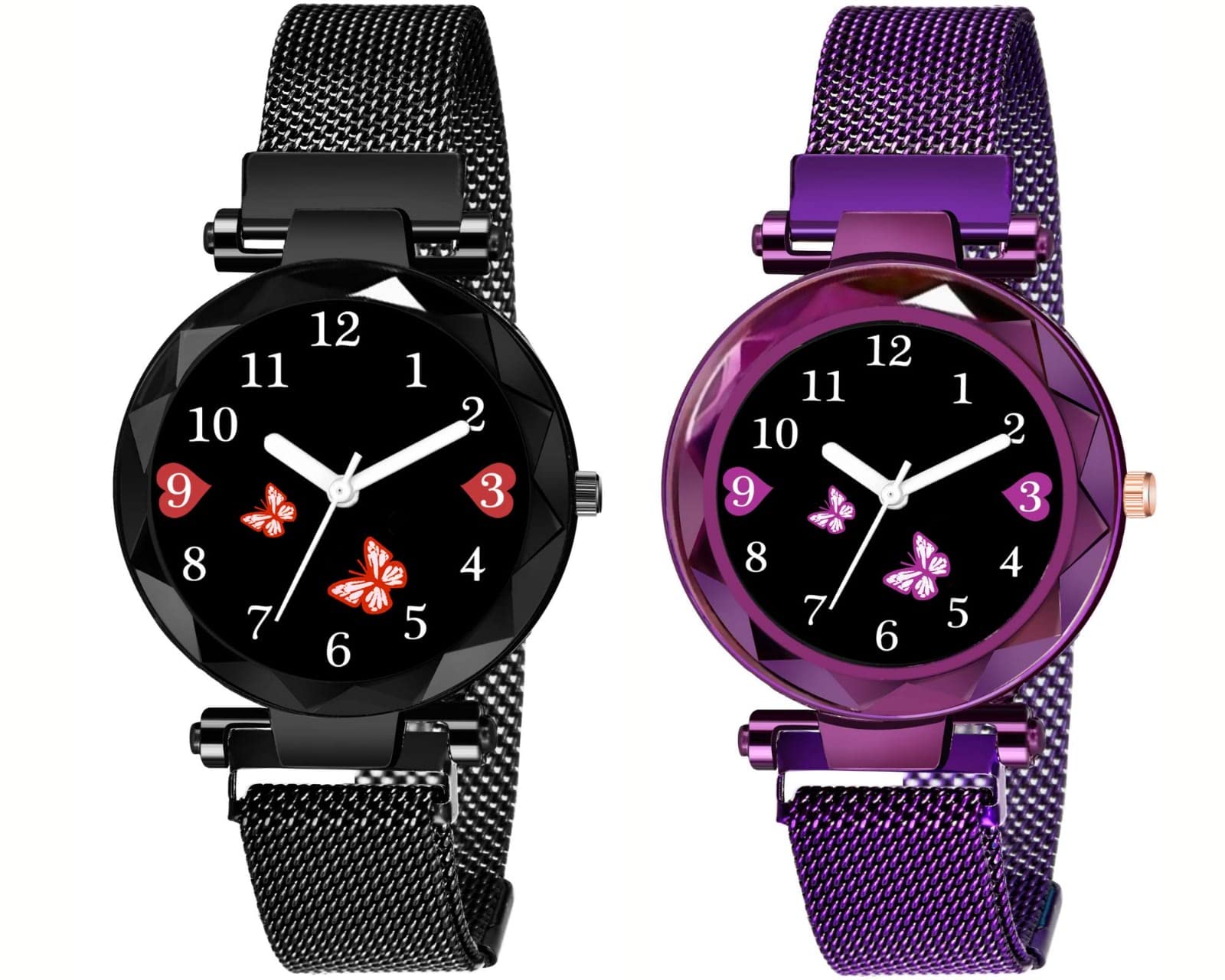 ISA creators Analogue Dial Butterfly New Magnet Watch for Women or Girls Combo of 2 (Black + Purple) (B0C5N32MQF) Amazon Price History, Amazon Price Tracker