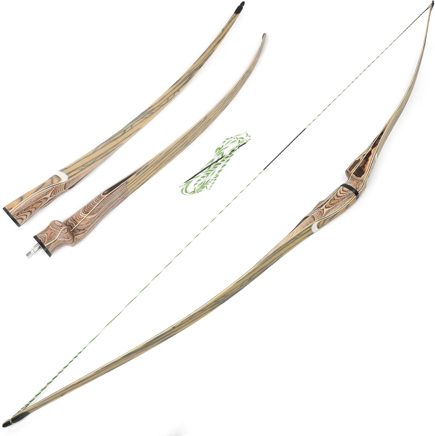 60"/62"/64" Traditional Longbow 20-50 Lbs Takedown Wood Longbow Recurve Bow for RH Archery Target Hunting