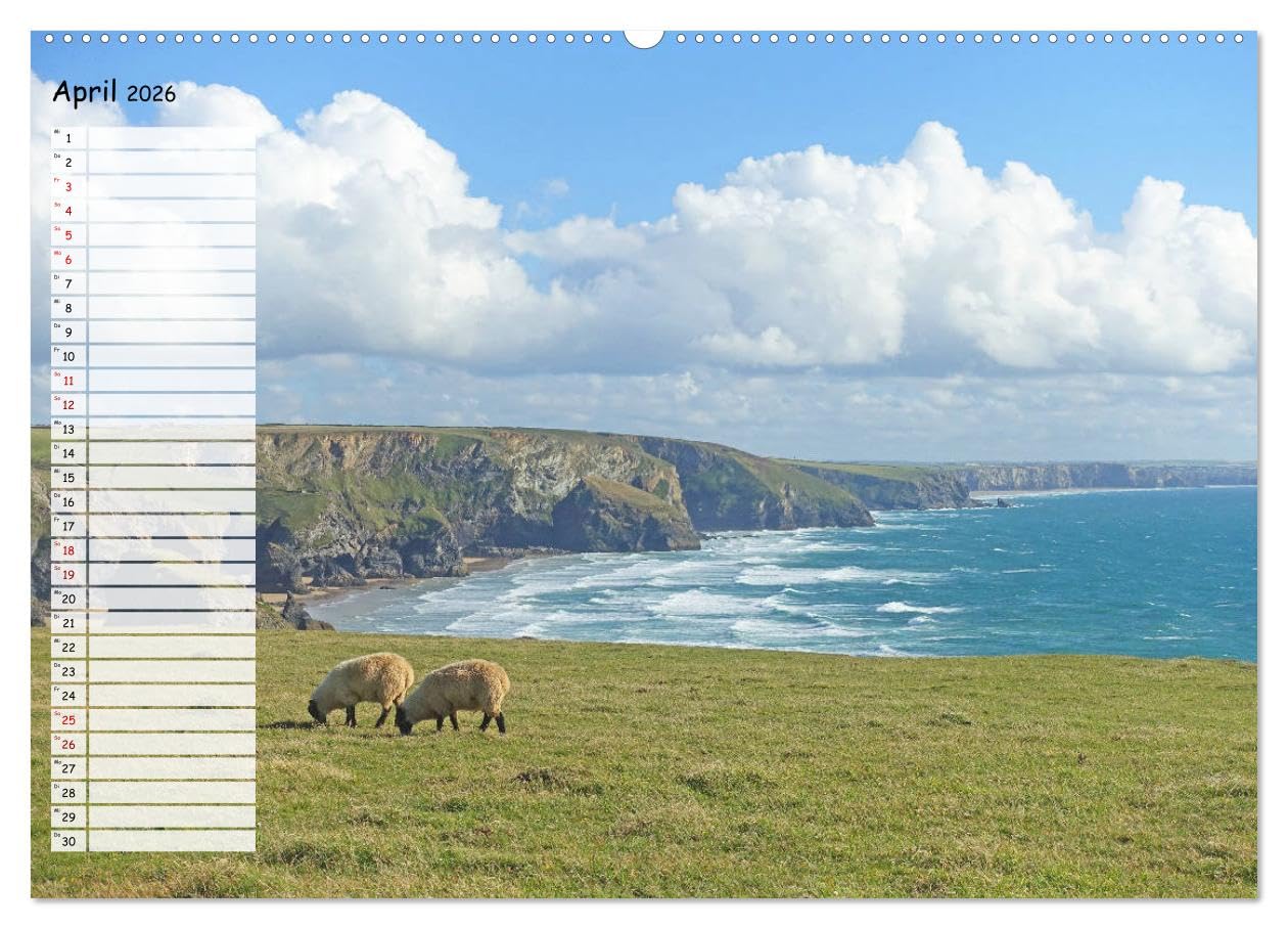 Cornwall. Terminkalender (hochwertiger Premium Wandkalender 2026 DIN A2 quer), Kunstdruck in Hochglanz: Malerische Küste und Fischerdörfer (CALVENDO Orte)