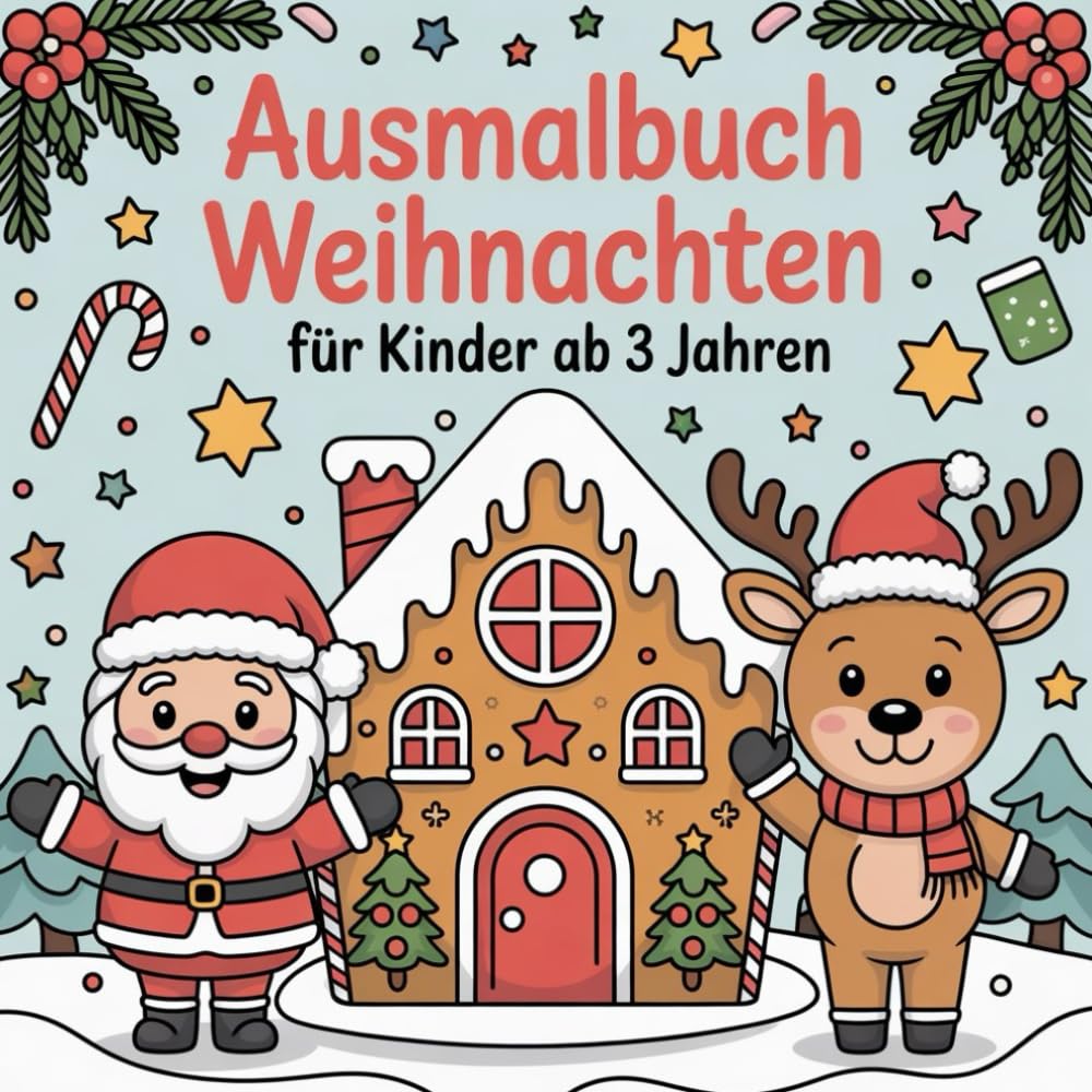 Ausmalbuch Weihnachten für Kinder ab 3 Jahren