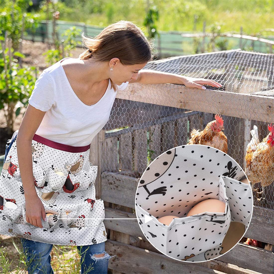 Grembiule Da Raccolta Uova Con 12 Tasche - In Poliestere, 54.5x43.5 Cm, Per Galline, Anatre E Oche - Foto 5