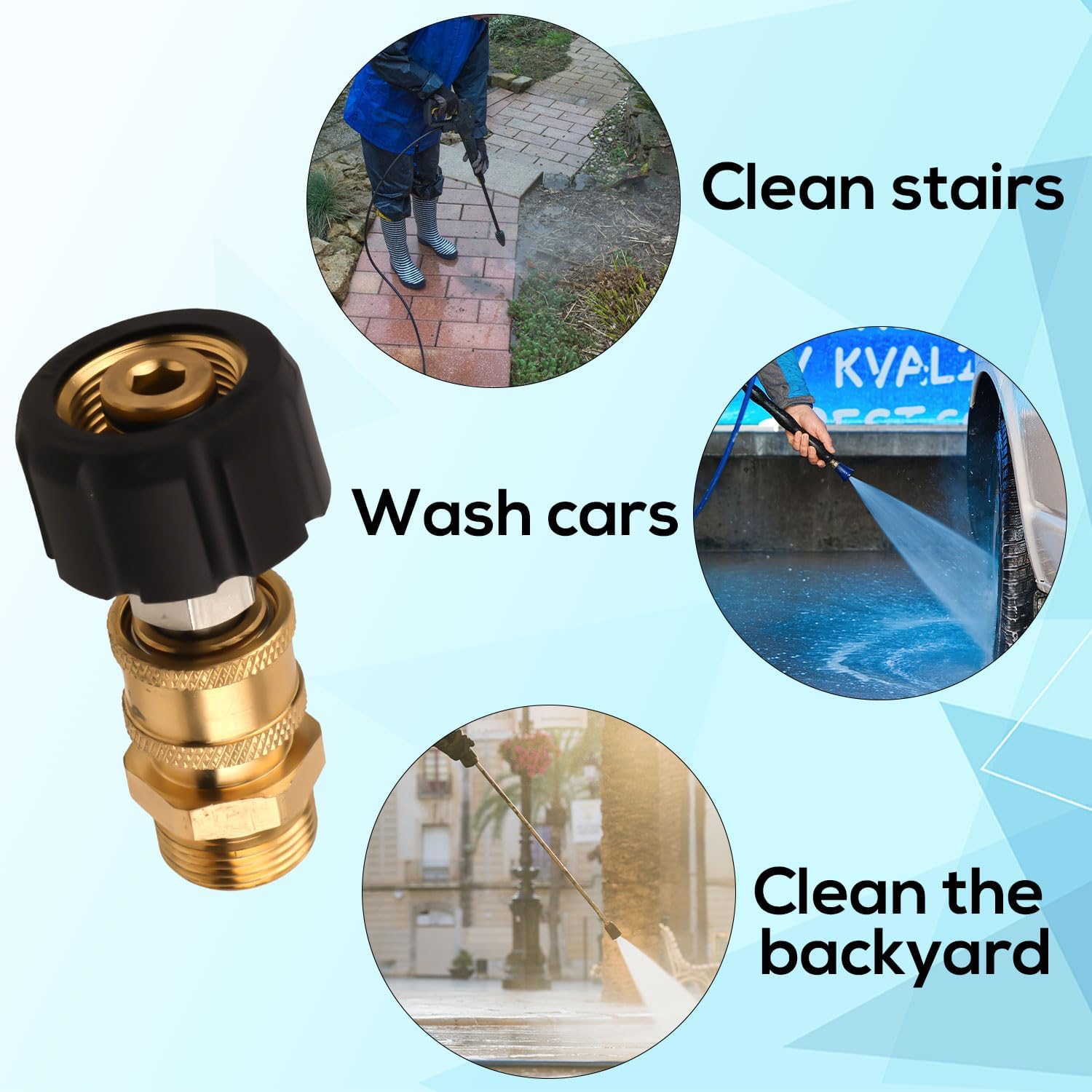 Gosknor 2pcs Pressure Washer Adapter Set, M22-14mm to 1/4 Inch to Quick Release Quick Connect Hose Fittings Pressure Washer Swivel Gun Quick Disconnect Kit for Power Washer Hose Pump Accessories