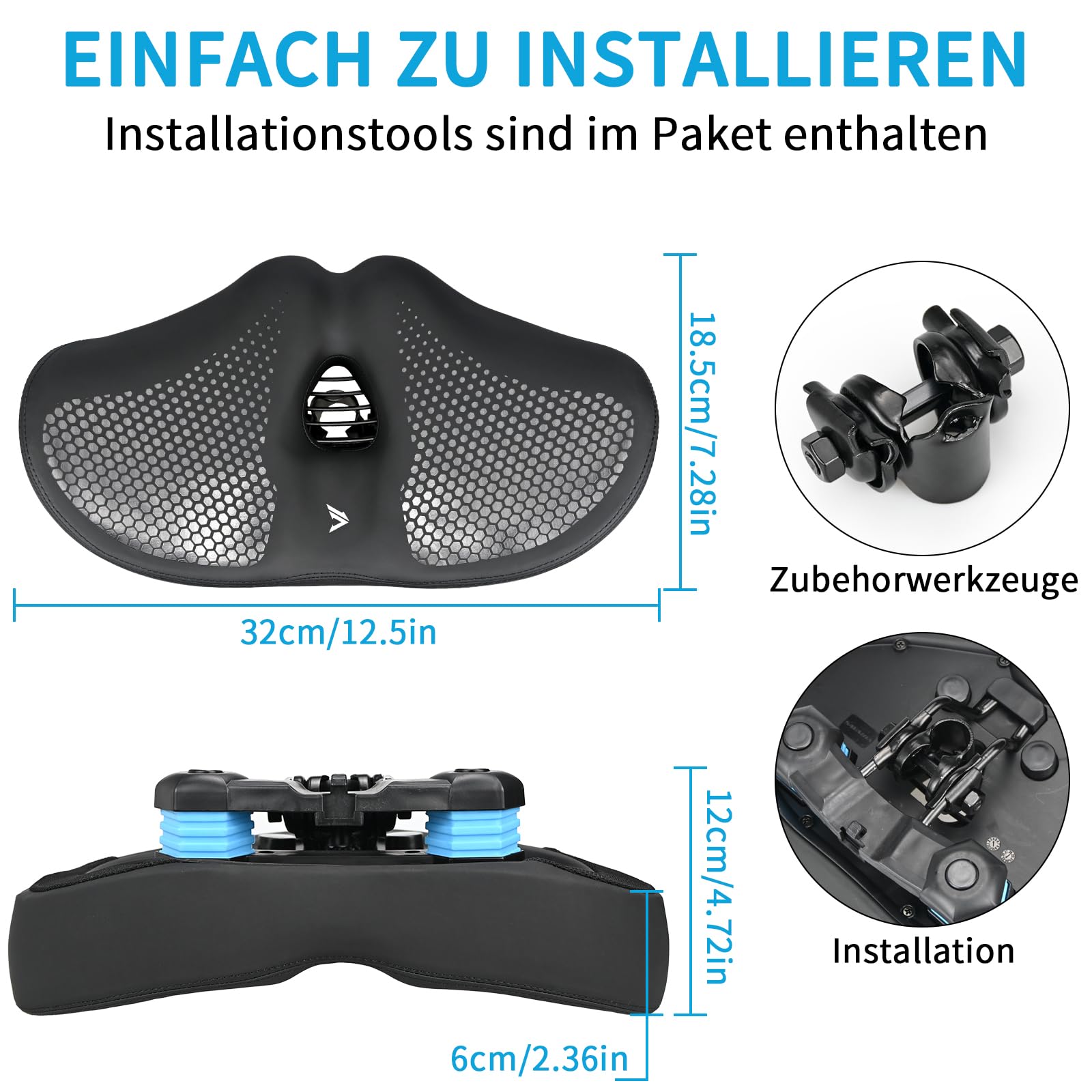 KOOOGEAR Sella per bicicletta da uomo e da donna, comoda, extra larga, traspirante, ergonomica, universale, ricambio per mountain bike, bici da città, Ebike, cyclette