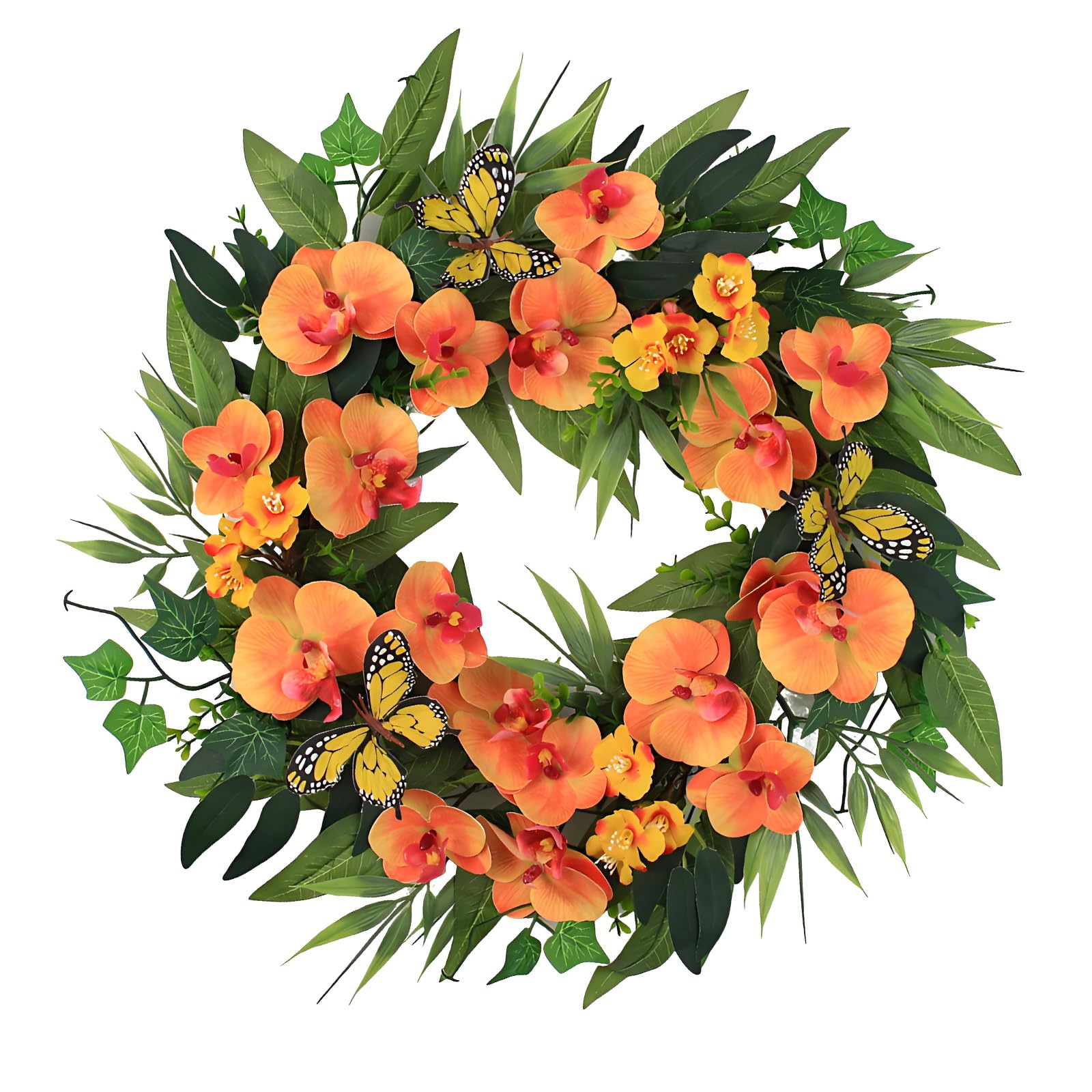 Kalttoy 45cm Artificial Flower Wreath Realistic for Garden Valentines Decoration Indoor and Outdoor Wedding Wreaths for Front Door