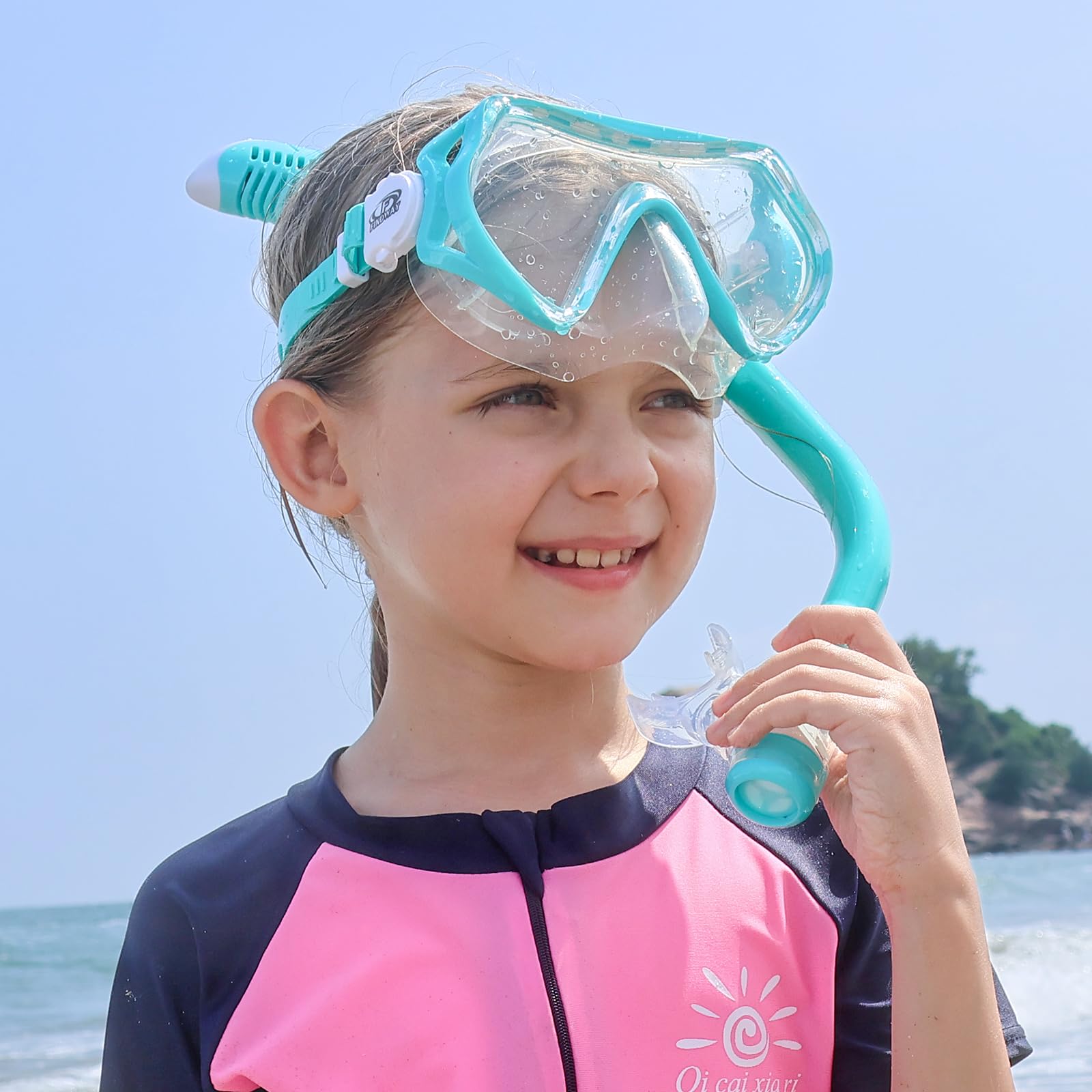 Findway Masque de Plongée Enfant,Lunettes de Plongée Enfants Masque de Snorkeling pour 5-16 Ans Garçons Filles,180°View HD Anti-buée Anti-fuite Lunettes de Natation