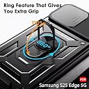TheGiftKart Tough Armor Bumper Back Cover Case for Samsung Galaxy S25 Edge 5G | Sliding Camera Cover, Kickstand & Ring Holder | 360° Protection Back Cover Case for Samsung S25 Edge (PC & TPU, Black) gallery image