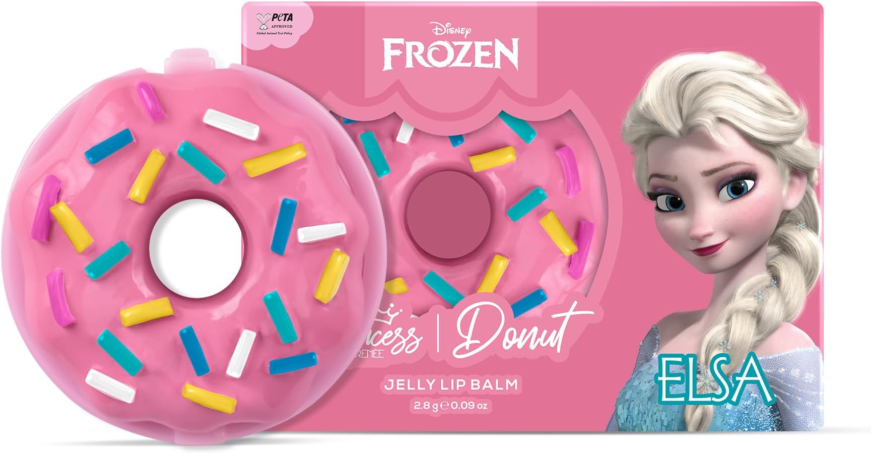 Disney Frozen Princess By RENEE Donut Jelly Lip Balm Elsa For Pre-teen Girls - Tinted Pink Moisturizes, Softens, Heals with No Parabens - Cruelty-free, Vegan, Dermatologically Tested, Peta Certified