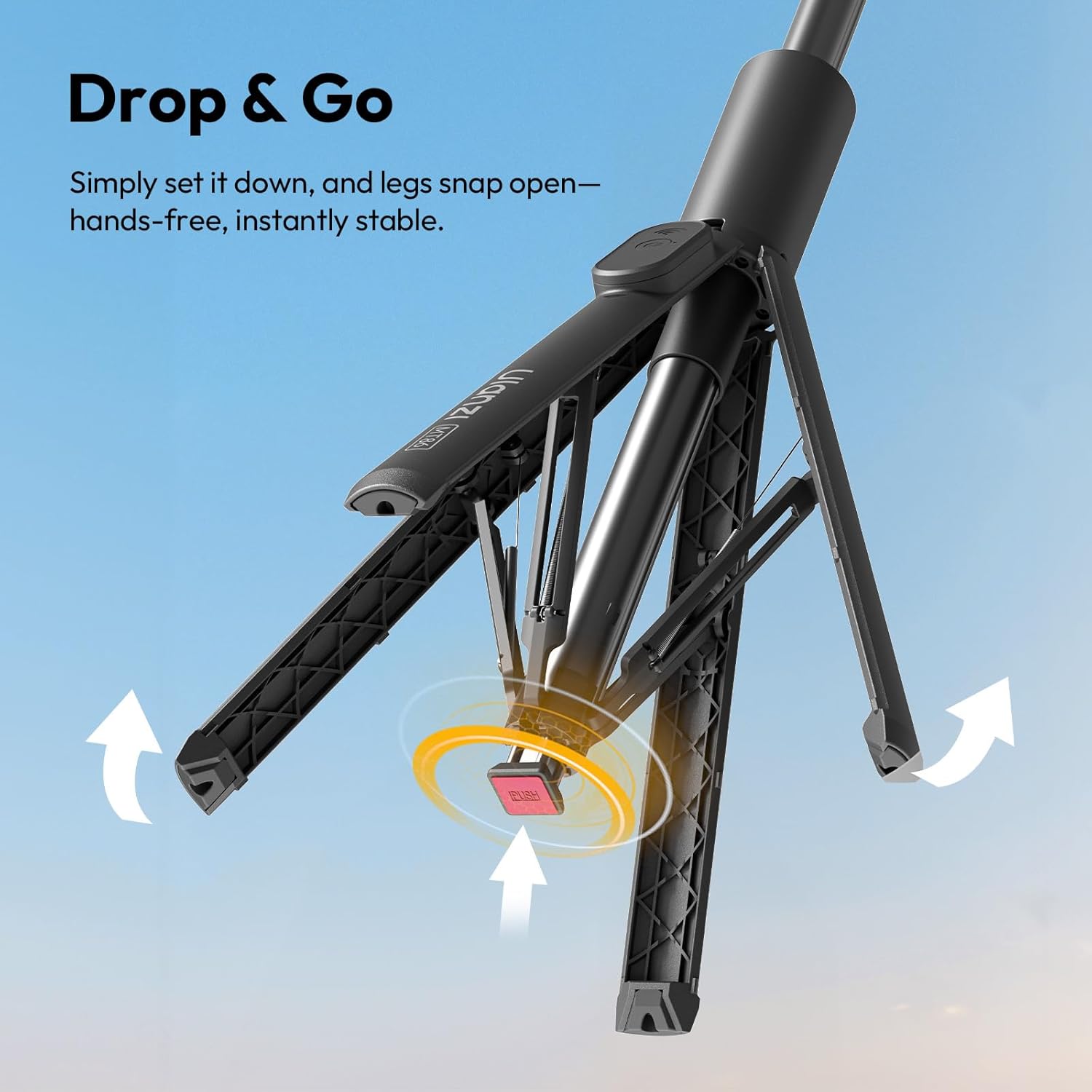 ULANZI MT86 60" Auto-Open Phone Tripod, Bluetooth Remote 4-Leg Aluminum Stand with Cold Shoe, Lightweight Extendable Travel Selfie Stick for iPhone Vlog Live Stream Photography Video Recording Black