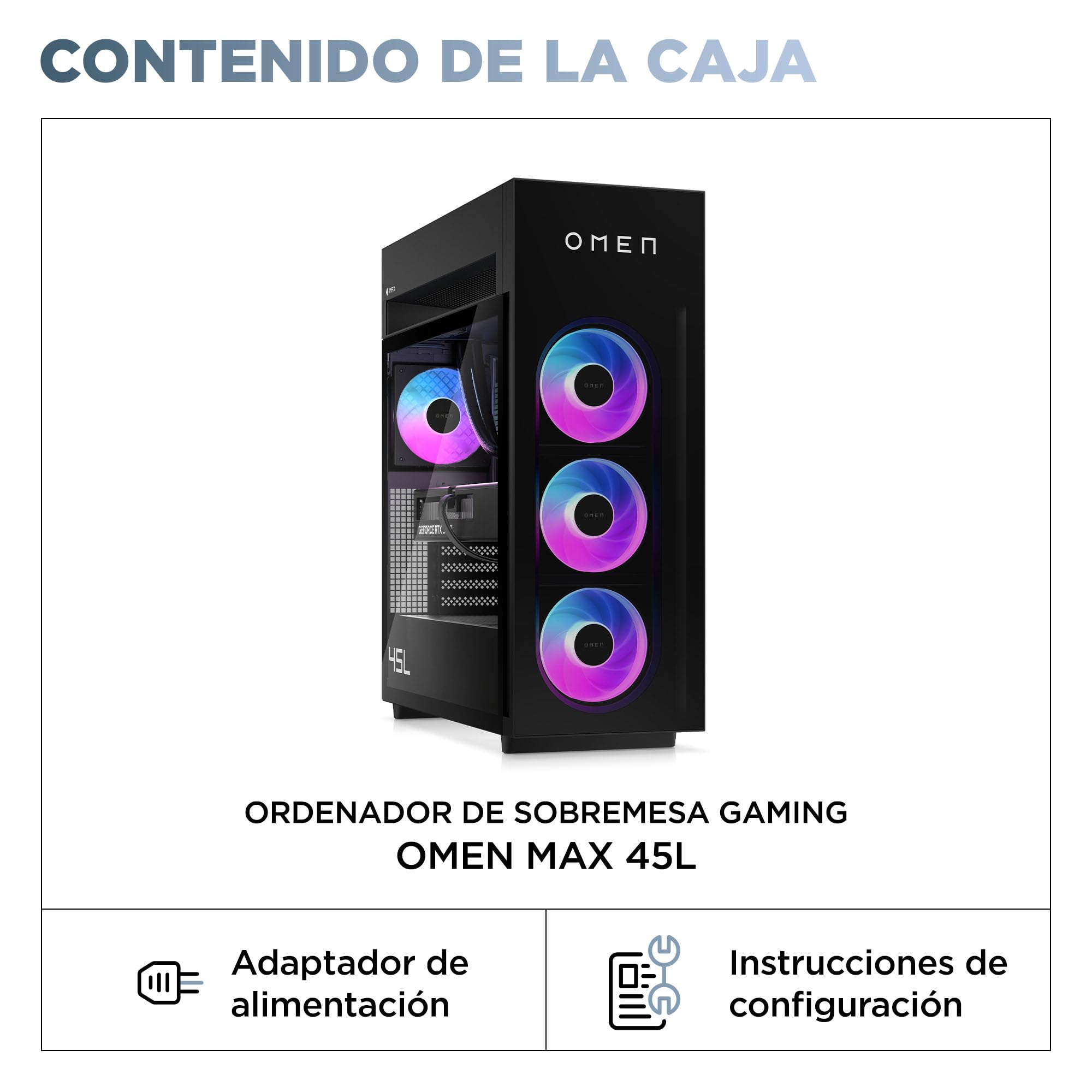 HP Ordenador sobremesa OMEN MAX 45L GT23-0000ns (Procesador AMD Ryzen 9 9900X3D, 64GB DDR5, 2TB SSD, NVIDIA GeForce RTX 5080, Windows 11 Home) Negro
