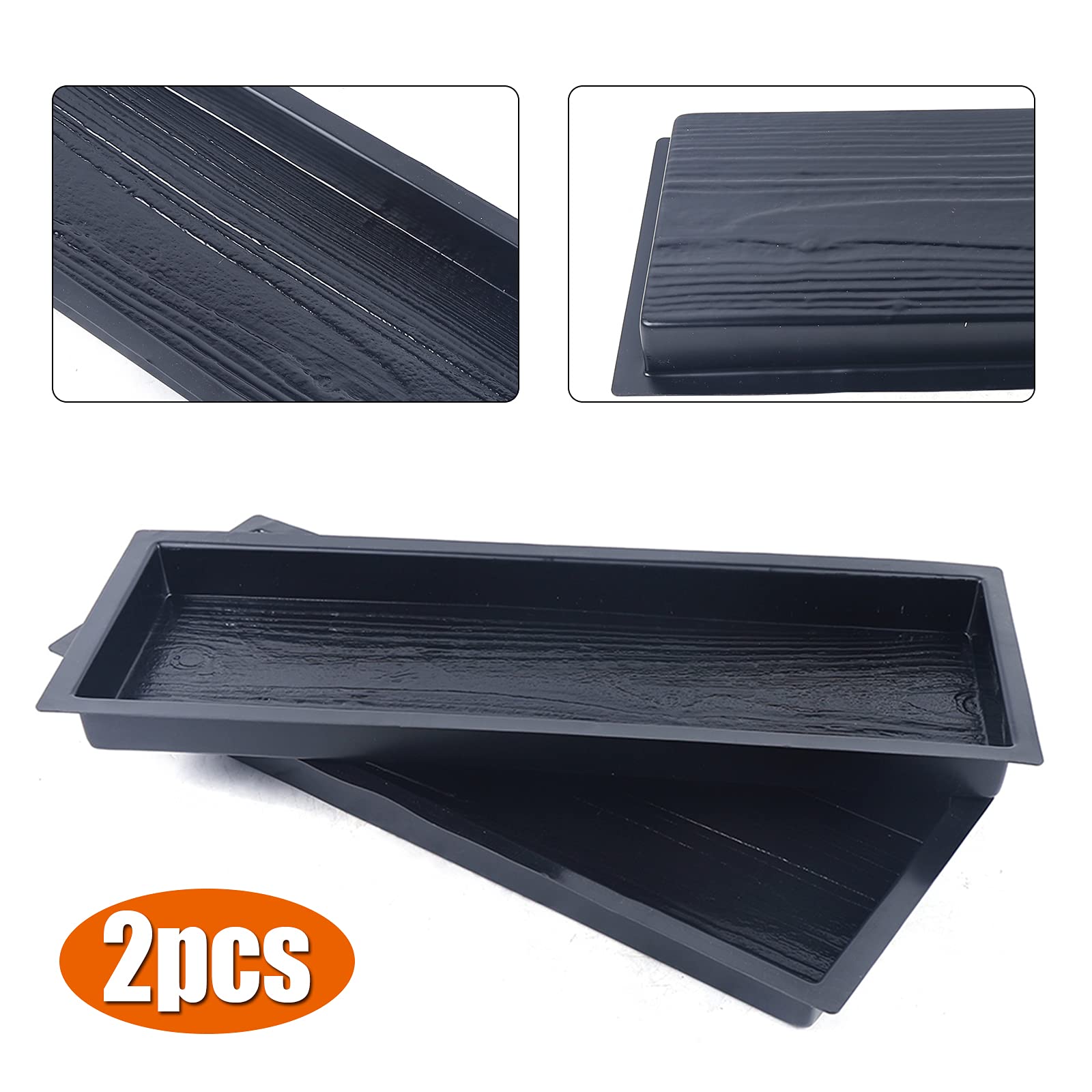 Stampi per calcestruzzo per finitrici fai da te, 2 stampi in plastica per cemento per imitazione di tavole di legno, stampi per pietre da giardino per vialetti e passerelle