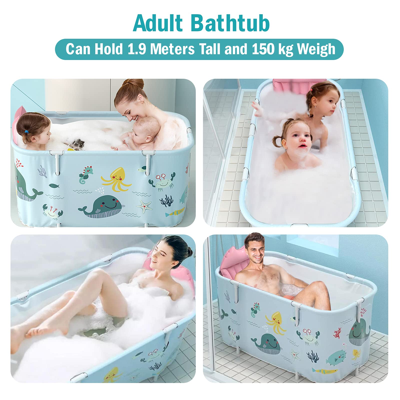 DynaLiving Bathtub Soaking Baths Double Bathtub Spa Bath Tub Non