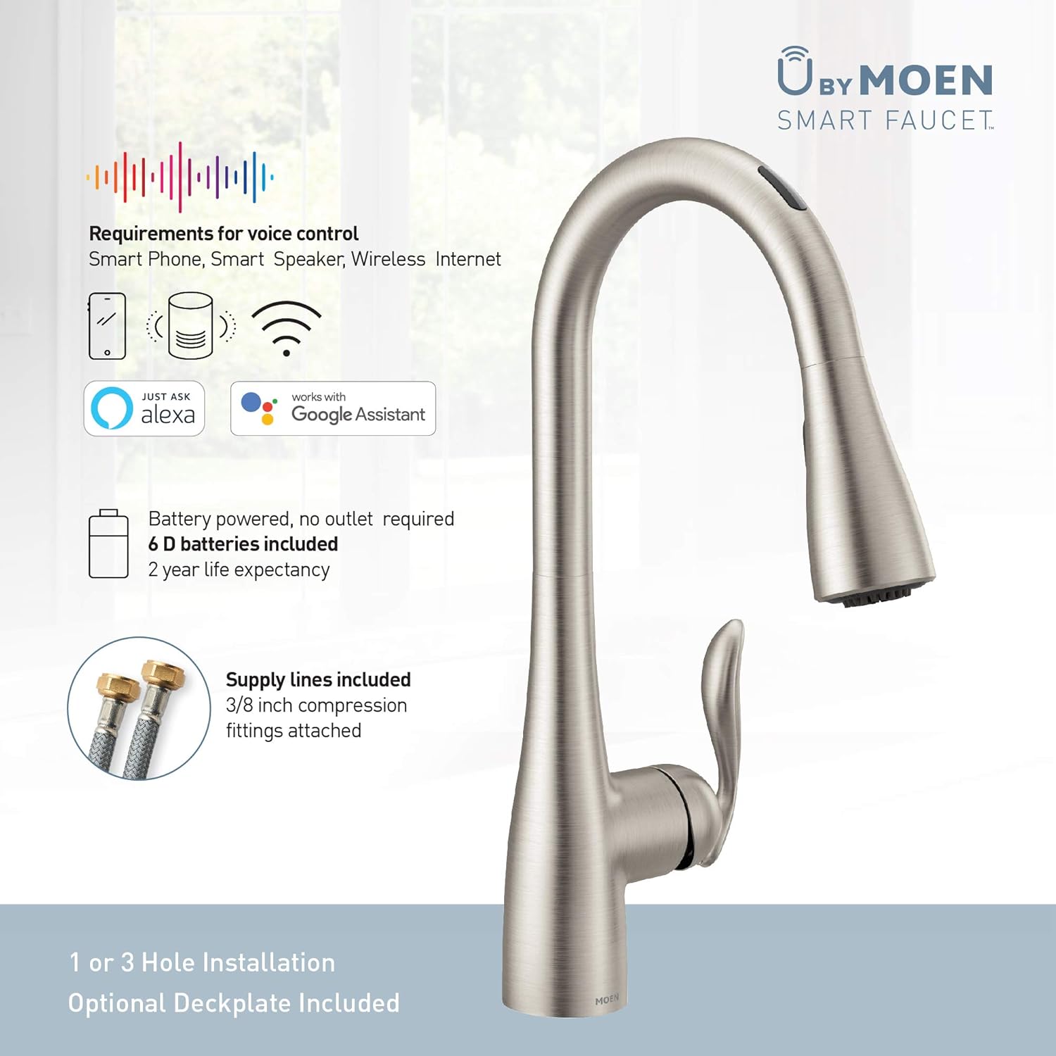 Buy Moen 7594evc Arbor U By Moen Smart Pulldown Kitchen Faucet With Voice Control And Motionsense Chrome Online In Indonesia B083x61f4g