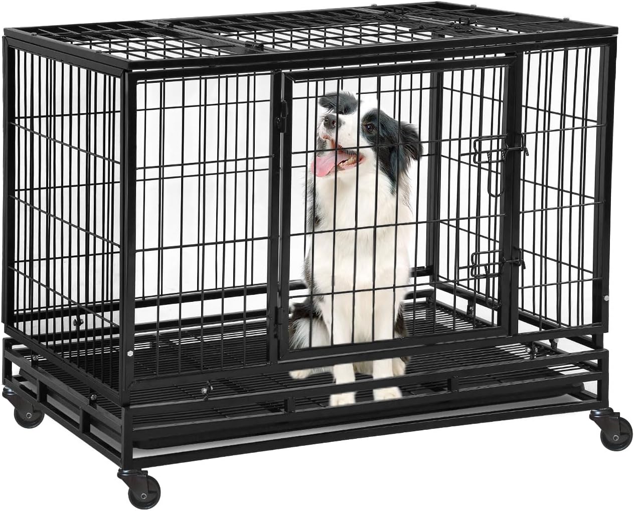 Great Medium to XL Heavy Duty Dog Crate Kennel with 4