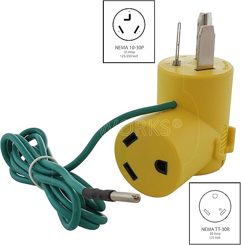 Miniatura 10 de AC WORKS Generador a adaptador RV de 30 amperios (L14-20 20A 4 clavijas de bloqueo compacto) Amarillo