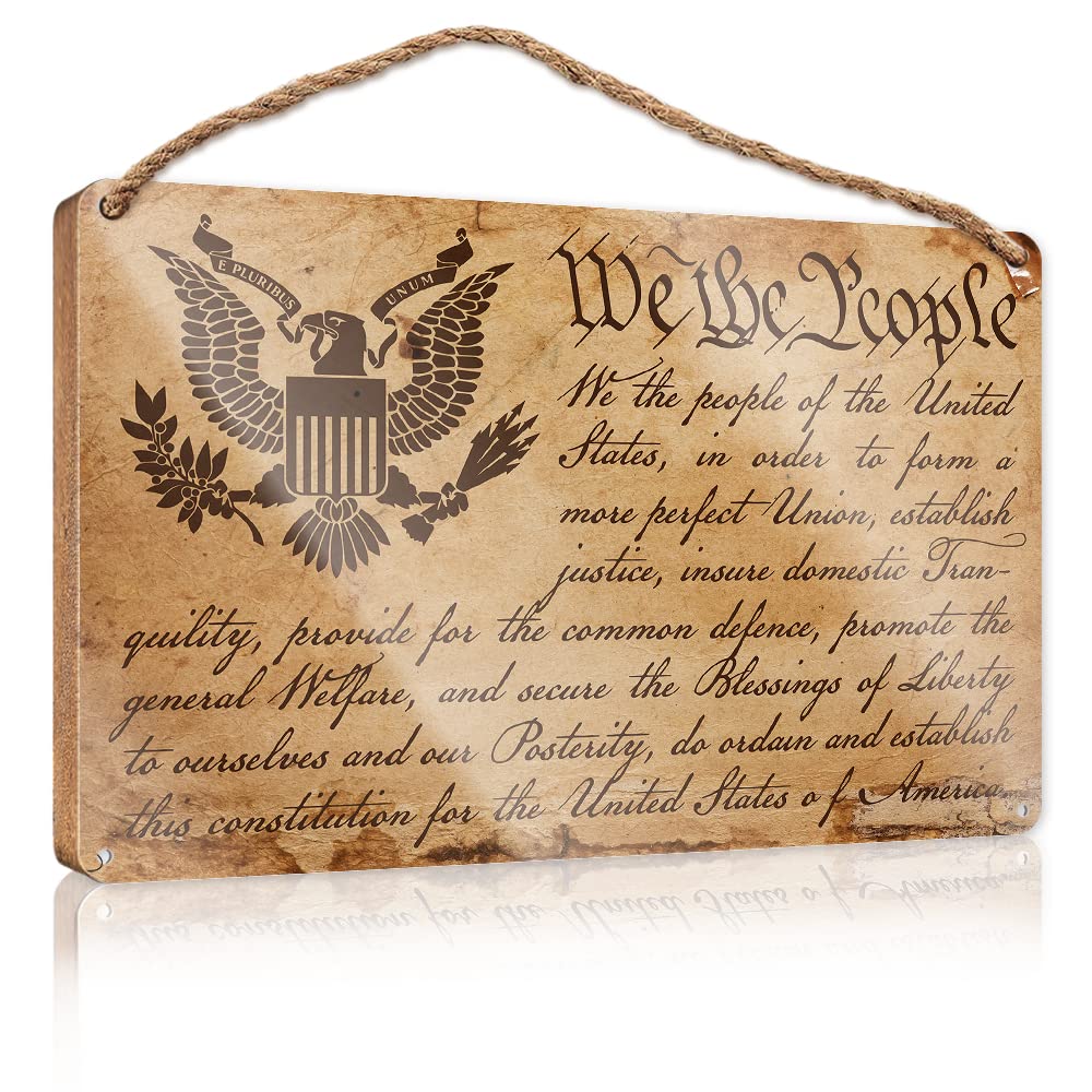 IBWNBBUSN Funny Bathroom Wooden Hanging Constitution We The People Wooden Sign Vintage Decor Decor For Bedroom