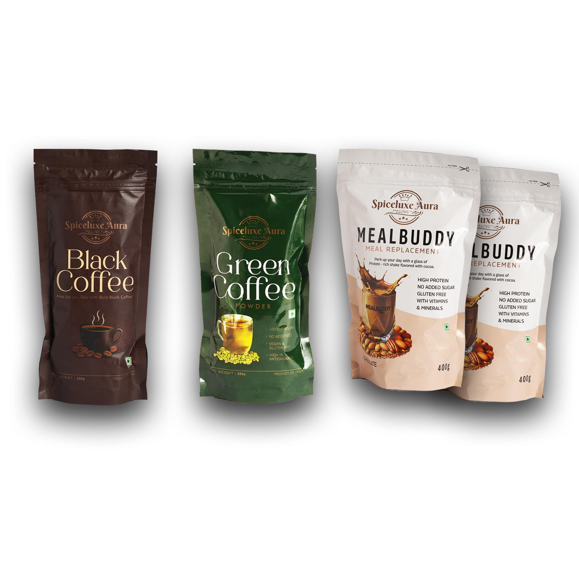 MealBuddy Meal Replacement Combo with Black Coffee and Green Coffee Powder, High Protein, No Added Sugar, Gluten Free-image-27