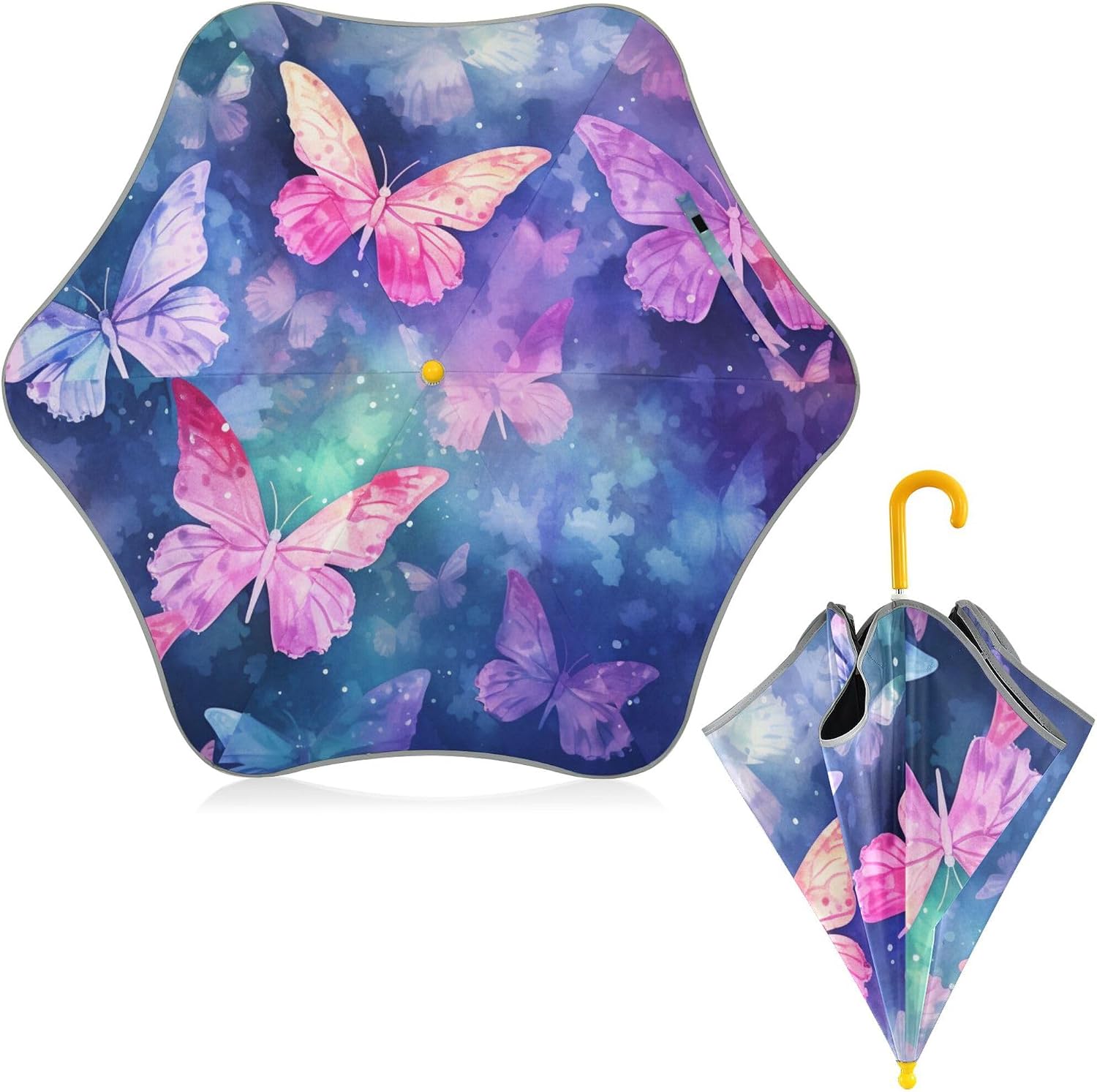 ALAZA Butterfly Colorful Kids Umbrella for Girls Boys Toddler Children Rain & Sun Umbrella