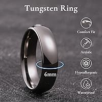 Vista 33 de King Will Alianza de boda de carburo de tungsteno para hombres y mujeres, anillos de promesa para parejas abovedados de alto pulido Plata-8 mm.