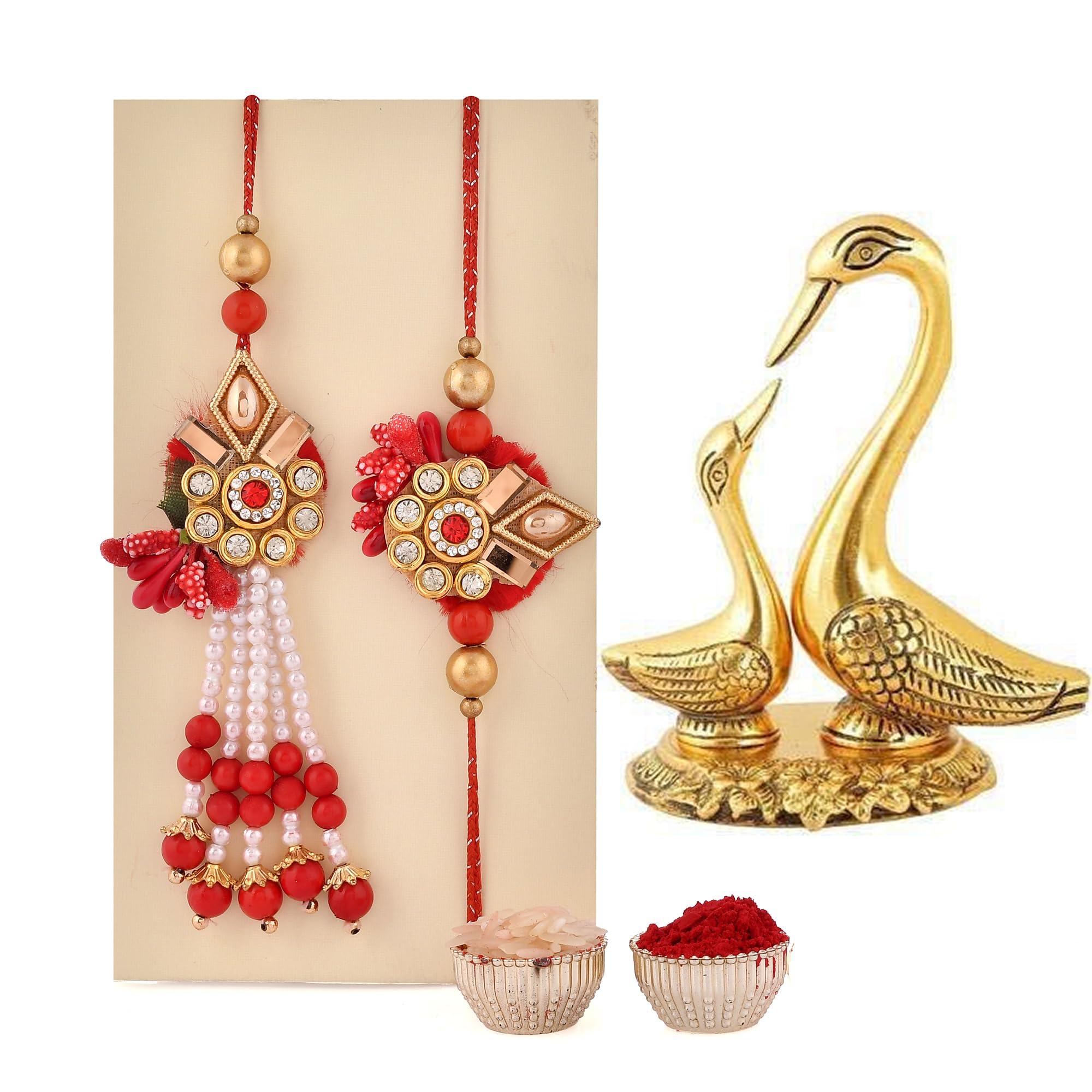 CraftVatika Rakhi for Bhaiya Bhabhi with Showpiece Gift Handmade Peacock Rakhi with Metal Swan Pair Showpiece Gift for Brother Bhabhi Lumba Rakhi for Bhabhi Couple Rakhi (B0CBBYYL2R) Amazon Price History, Amazon Price Tracker