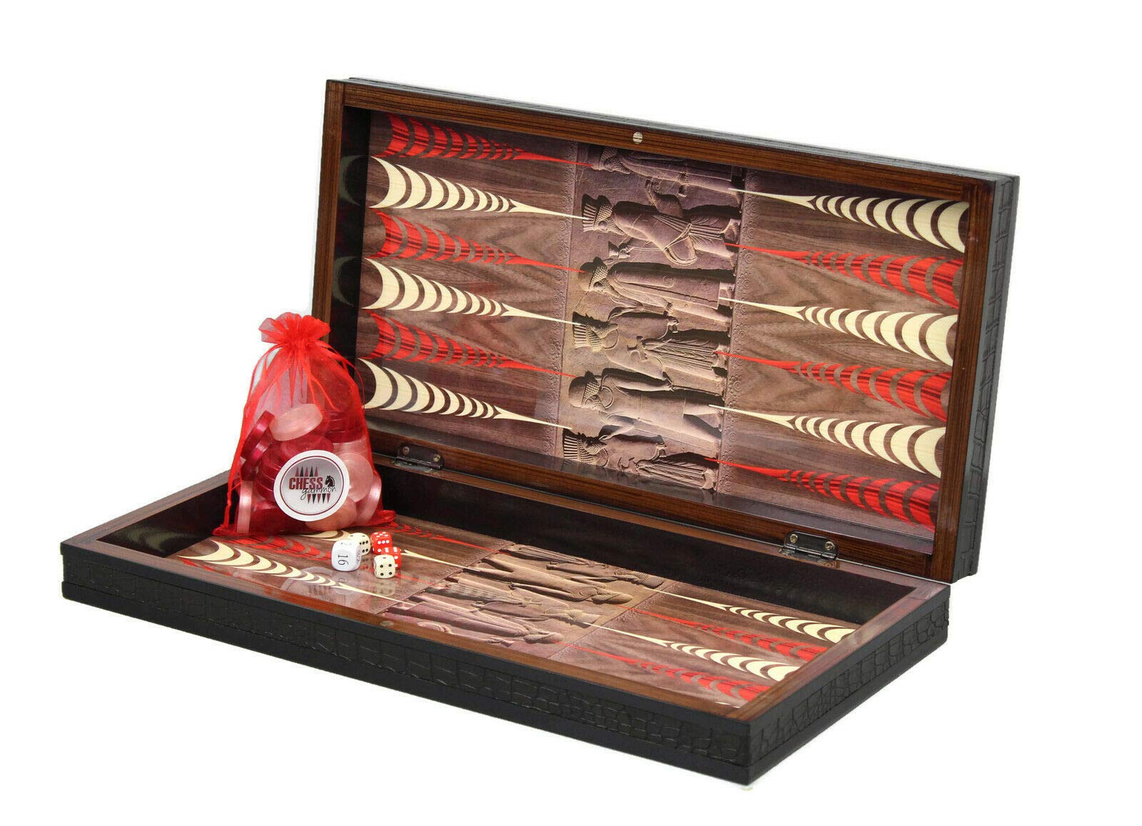 BACKGAMMON SET GRANDE DA GAMBO IN LEGNO PIEGHEVOLE DI QUALITÀ E CIELO (Antico 2,5-50,8 cm)