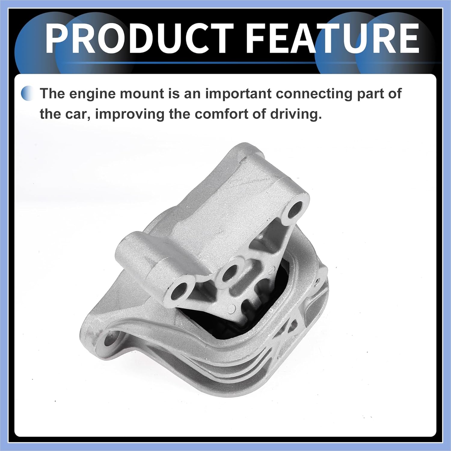 Engine Motor Mount, ENGINE MOUNTING No.68073217AC for Fiat 500 1.4L 2012-2018 Black Silver Tone, 1 Pc Stable