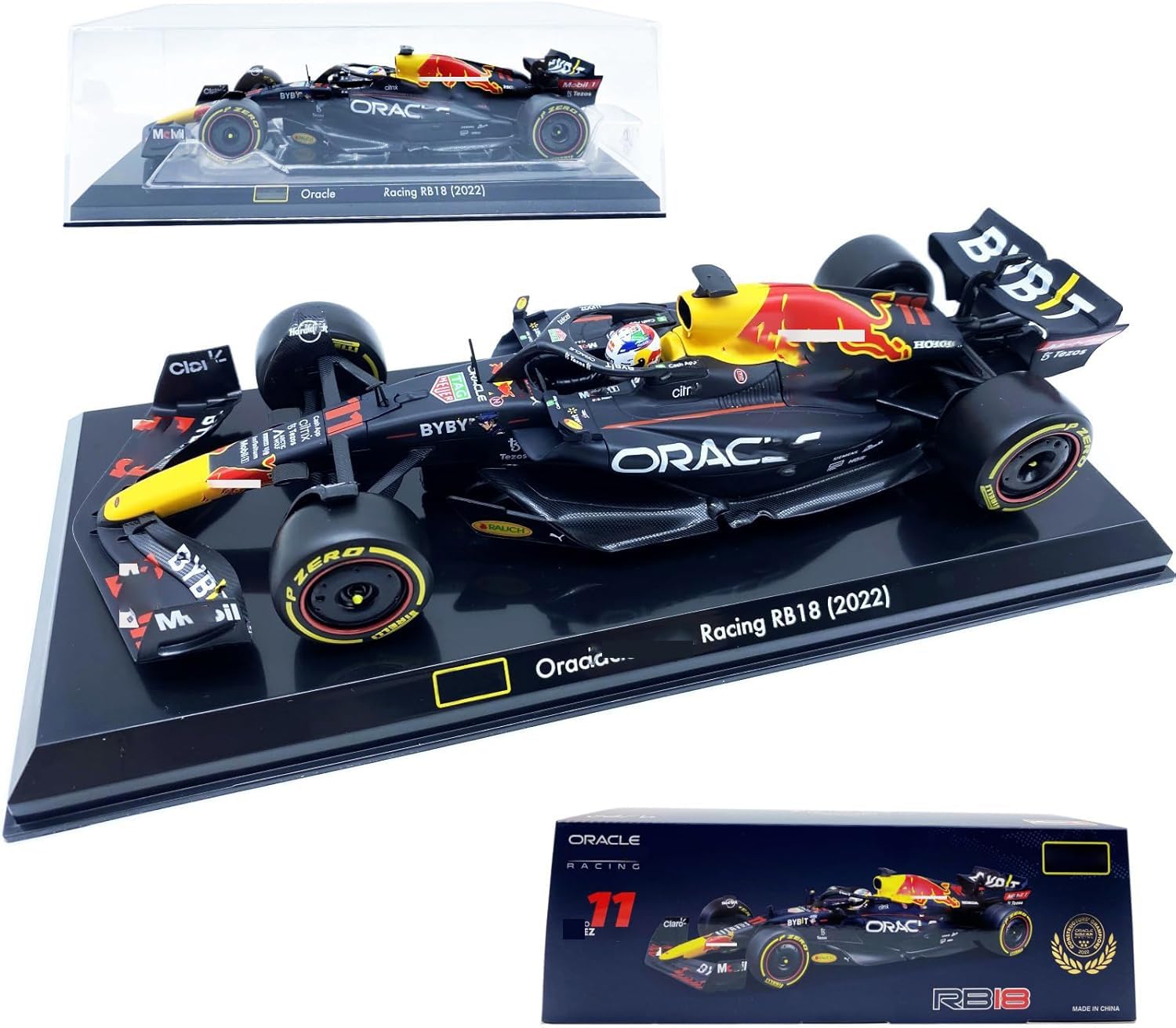HTLNUZD Bburago 2022 1/24 New F1 RB18#11 Perez Racing Compatible with Red Bull 1:24 R18 NO.11 Static Alloy Car Collectible Gift Die Cast Model