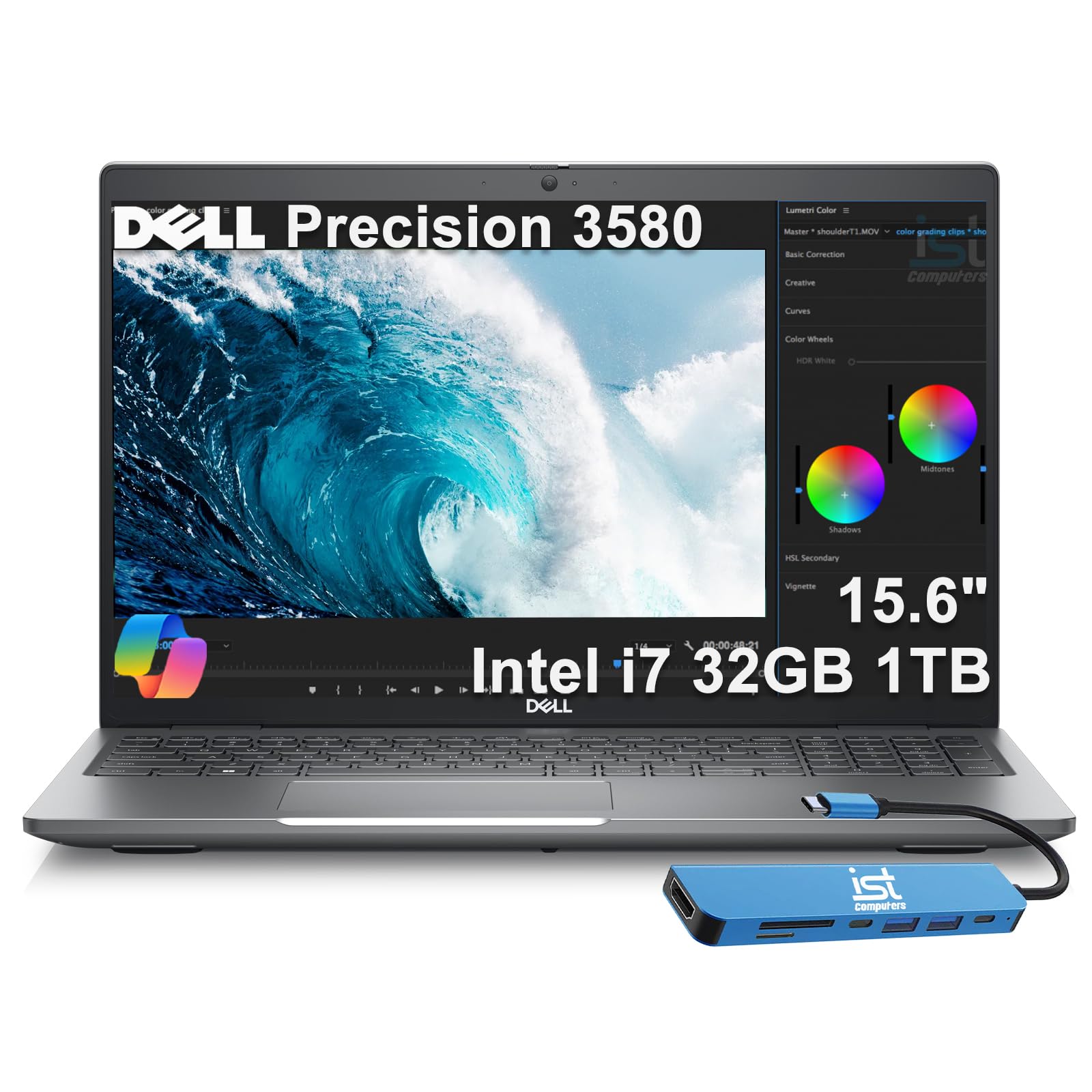 Dell Precision 3580 Mobile Workstation Laptop (15.6" FHD Touchscreen, Intel 10-Core i7-1355U, 32GB RAM, 1TB SSD) for Business, Engineer, IST HUB,