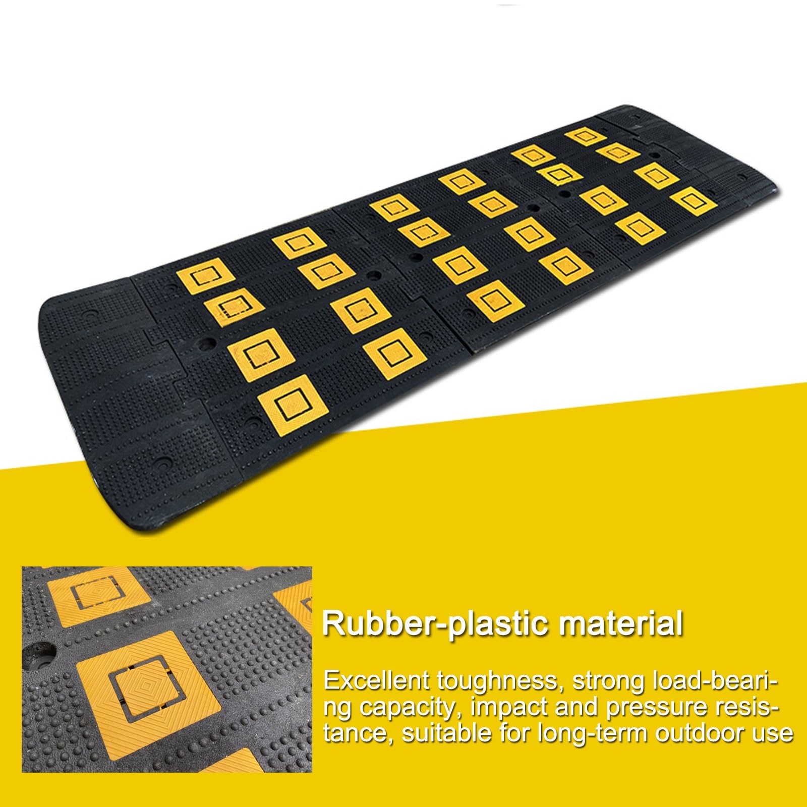 Modułowe progi zwalniające z gumy i plastiku na podjazdy – przyciągające wzrok zaokrąglone progi (3,5 cm/1,4 cala) do żwiru, trwałe rozwiązanie do kontroli ruchu