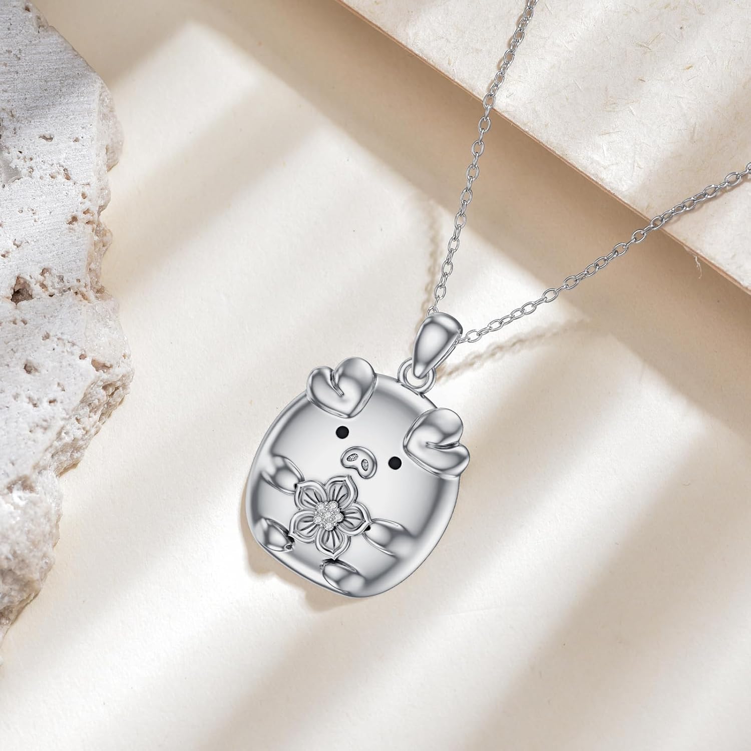 Diamond Pig Necklace 925 Sterling Silver Cute Animal Necklace for Women Jewelry Gifts for Her - Image 3