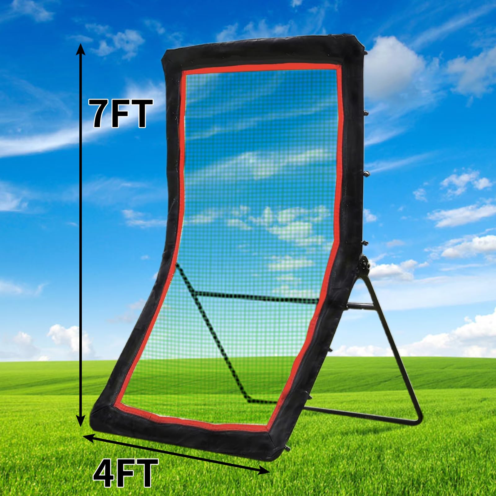 PGL 4x7FT Baseball Rebound Net,Softball Rebound Net,Portable Baseball Pitching Trainer,Angle Adjustable Training Equipment,Catching Pitching and Batting Return Drills