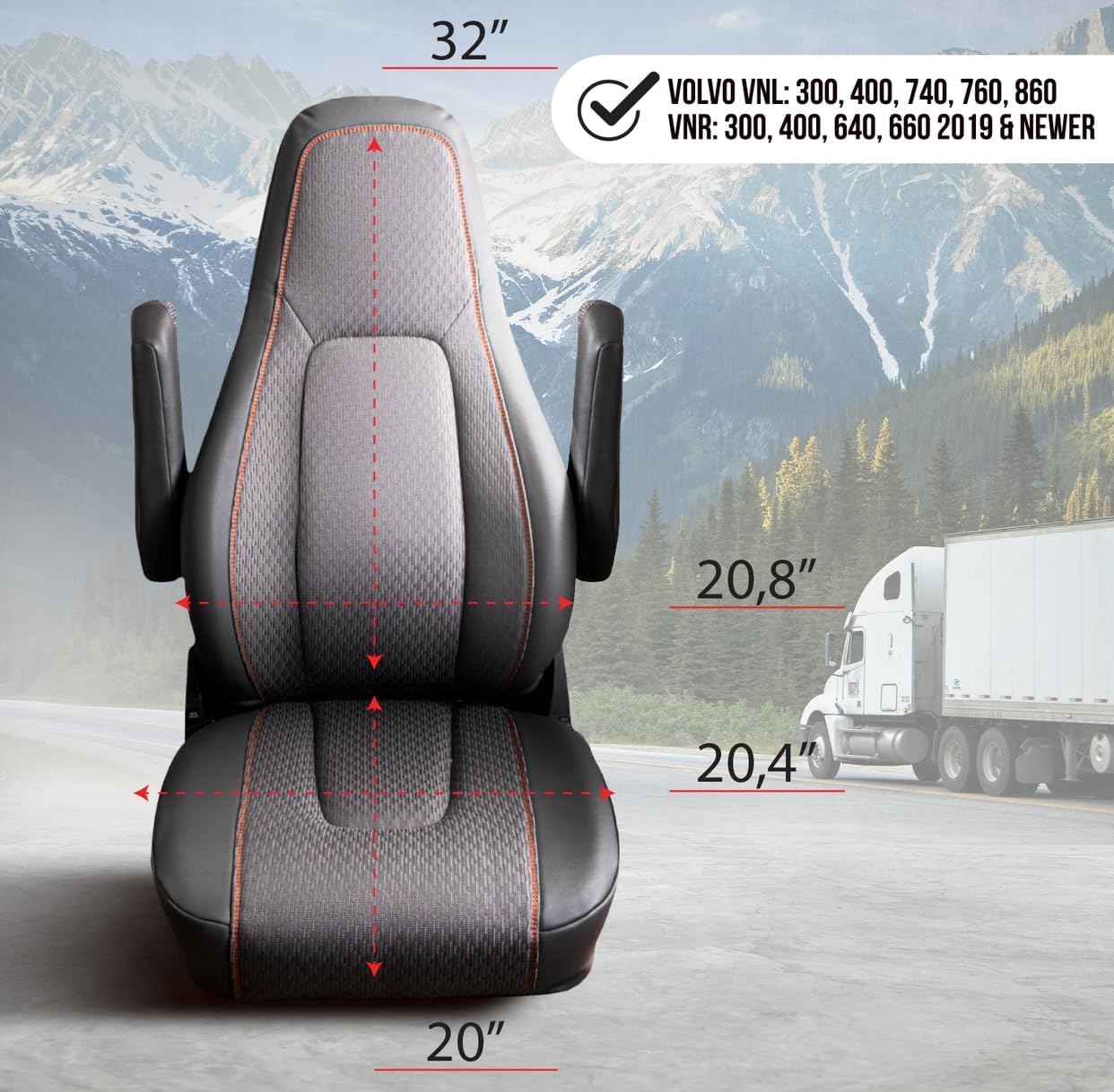 Seat Cover for Volvo VNL OEM Stock Seats 2019–2024 – Custom-Fit Semi Truck Seat Cover, Durable Interior Protection, Factory-Style Fit, Easy Installation