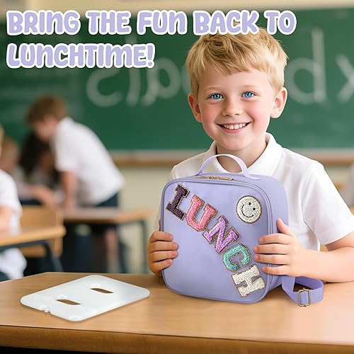 Miniatura 6 de Bolsa de almuerzo reutilizable con aislamiento para niños, adolescentes y adultos con correa ajustable para el hombro, bolsa de almuerzo grande y