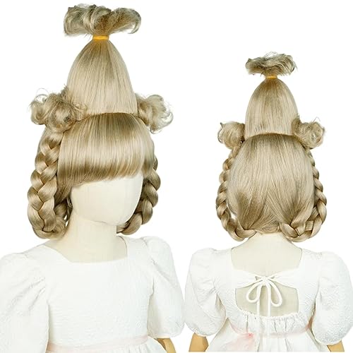 Vista 164 de Pelucas de sirena para niños y niñas, 21 pulgadas de largo, rizadas, color rojo oscuro, peluca de onda de sirena con clip de estrella de mar