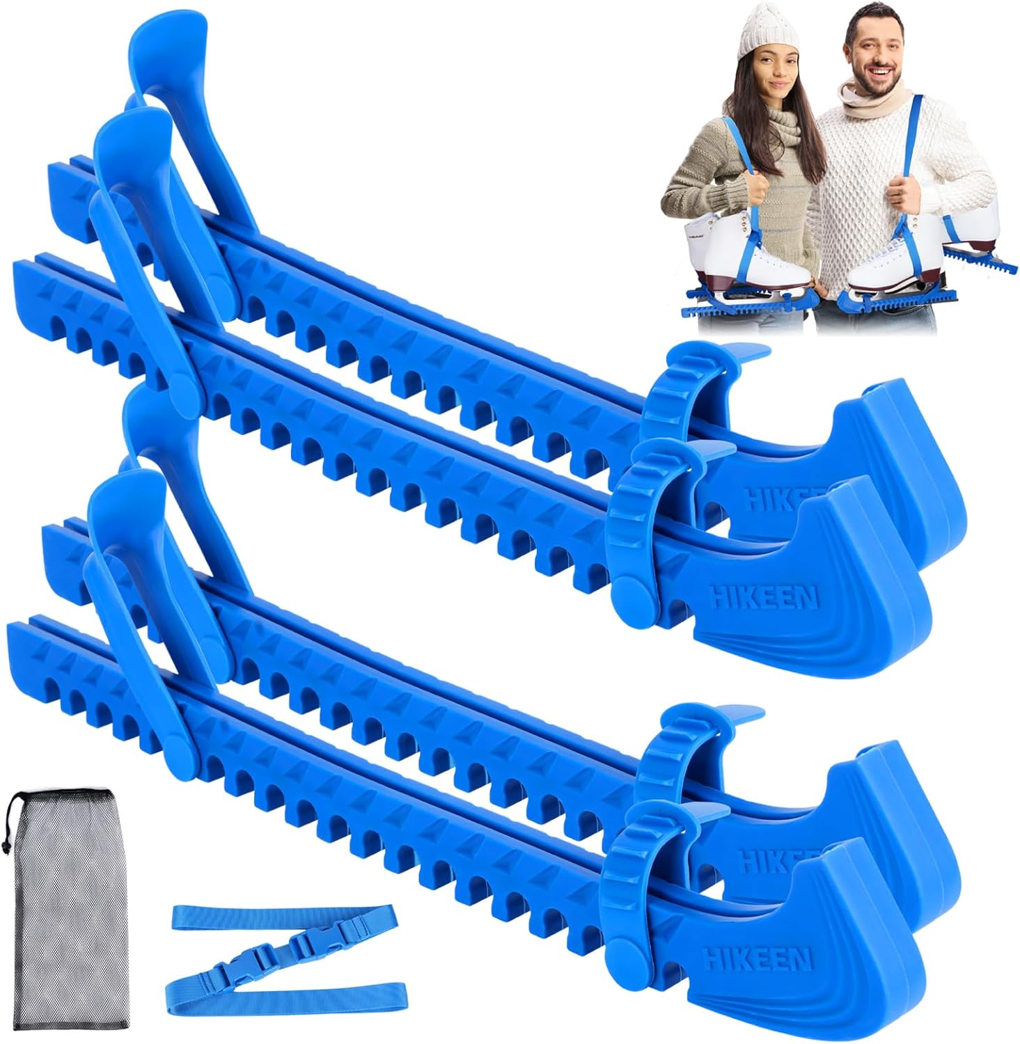 Hikeen Ice Skate Guards with Shoulder Straps,Enhanced Stability Ice Skate Blade Guards,Non-Slip Hockey Skate Blade Protector for Adult and Kids
