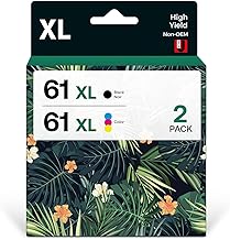 61XL Ink Cartridge Combo Pack Remanufactured for HP Ink 61XL Work with HP61 Envy 4500 5530 4502 5535 OfficeJet 4630 4635 4610 2620 DeskJet 1000 1010 1512 2540 Printer(Black, Tri-Color)