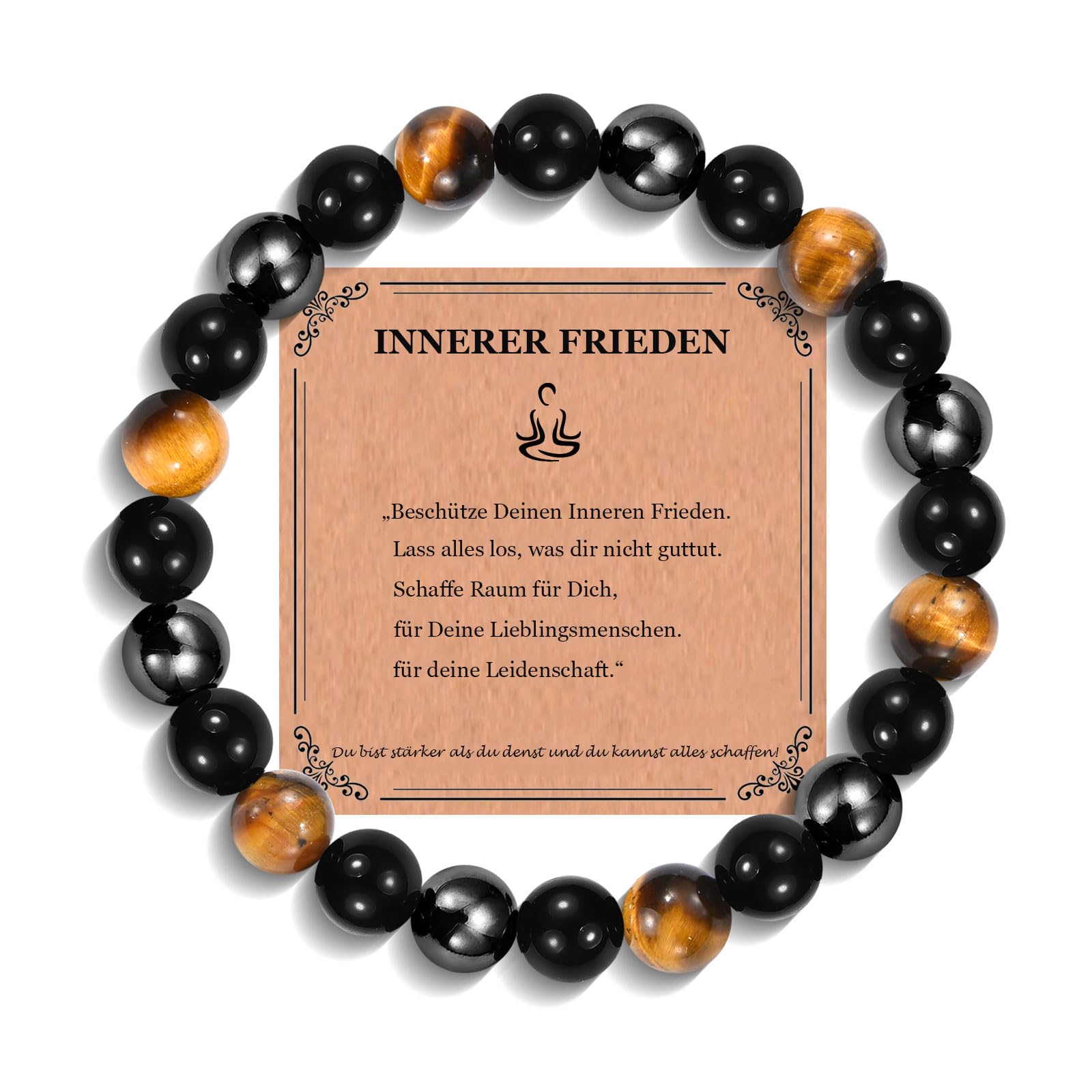 JEWTOP Naturstein Perlen Armband (8 mm) - Heilsteine für Damen, Schutz Chakra Yoga für Freundschaft/Paar/Freundin/Schwester