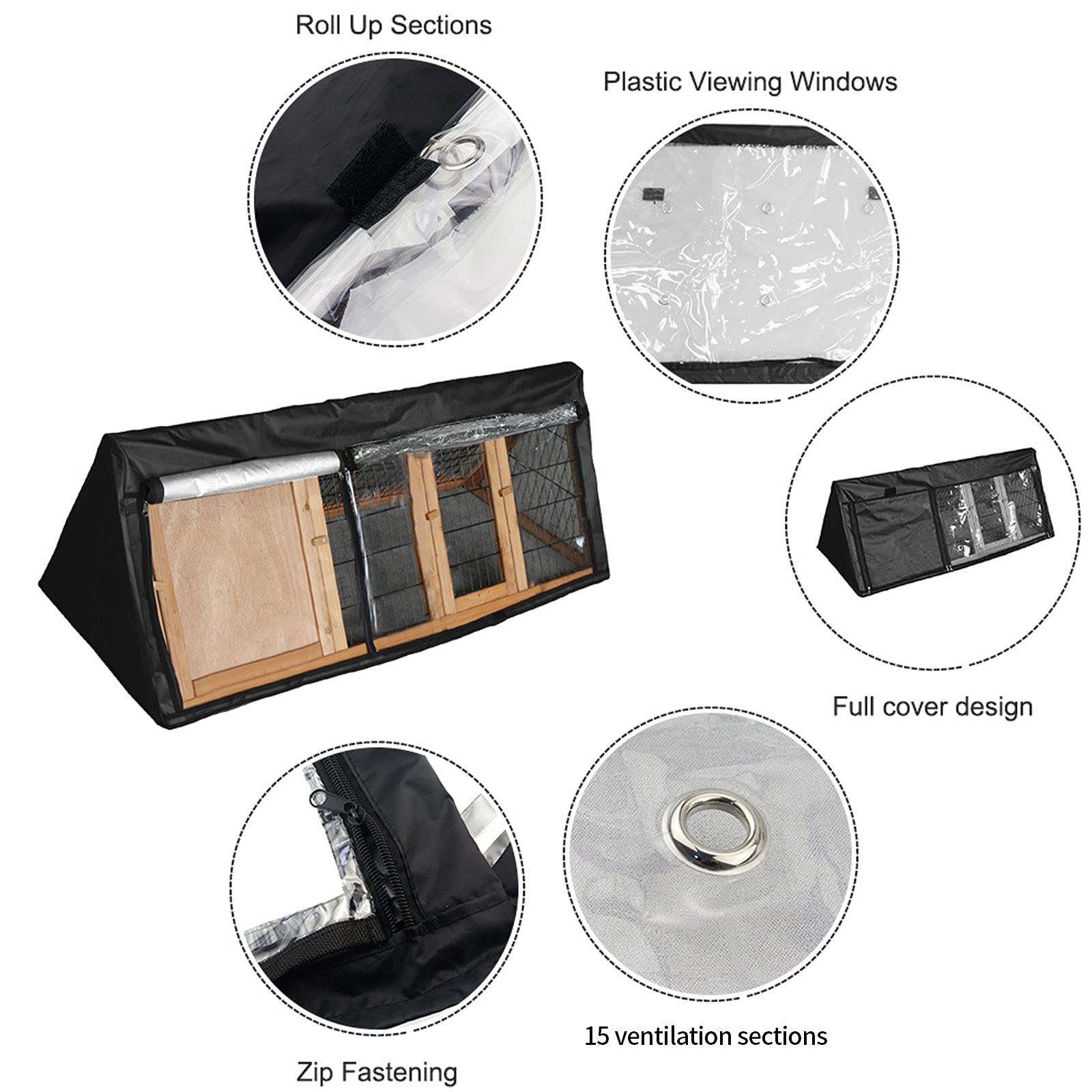 Copertura Per Gabbia Conigli In Oxford Impermeabile - Antipolvere, 122x50x105cm, Con Ventilazione - Foto 10