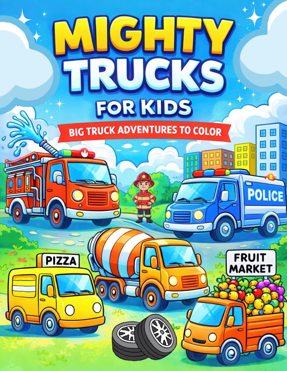 Mighty Trucks Coloring Book for Kids: Bold & Easy Truck Adventures for Kids Ages 3–8