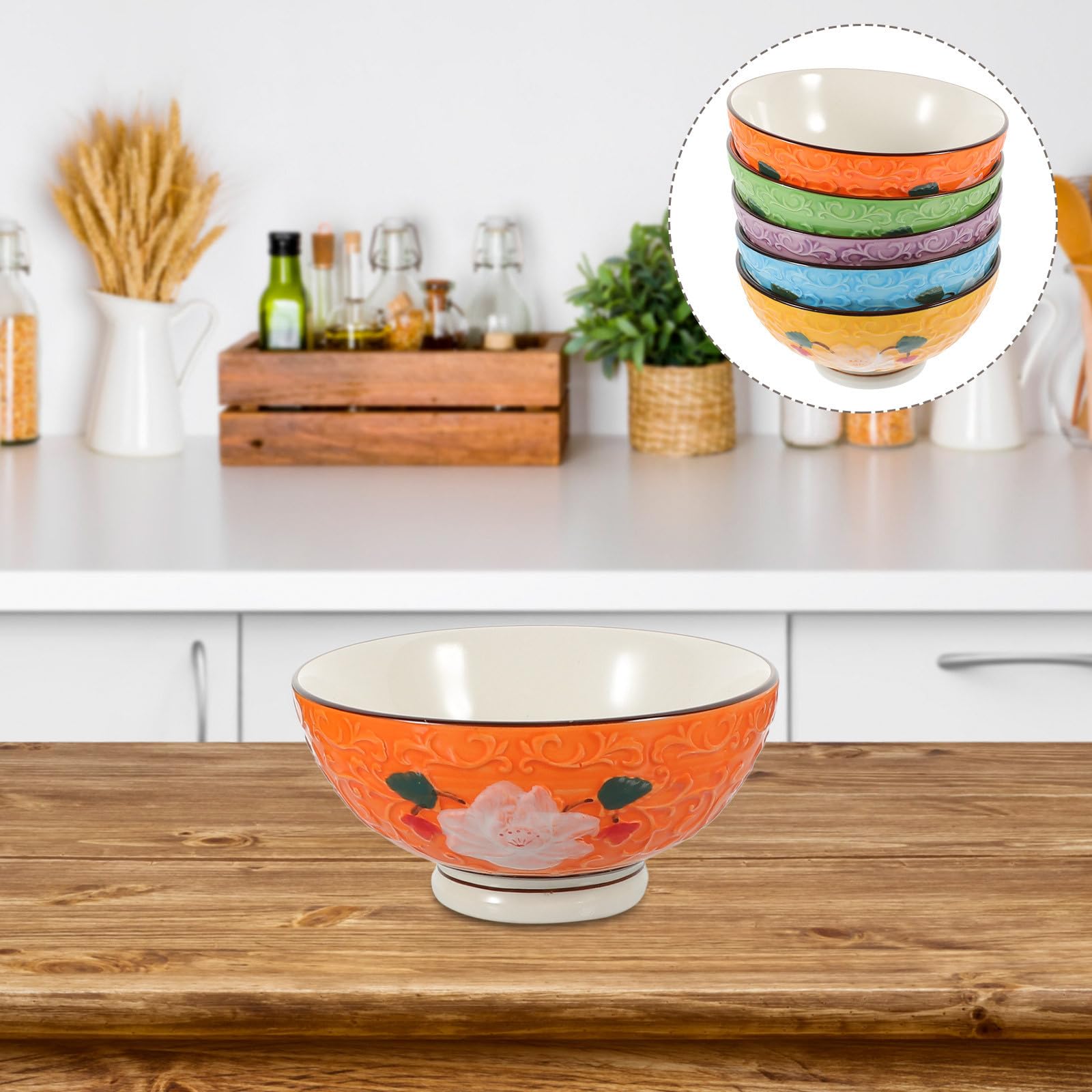 Alipis 5 Pièces Ensemble de Bols à Riz en Céramique Multi-usages Surface Lisse et Design Poli pour Repas Maison ou Sorties, Fabrication Soignée et Forme Simple
