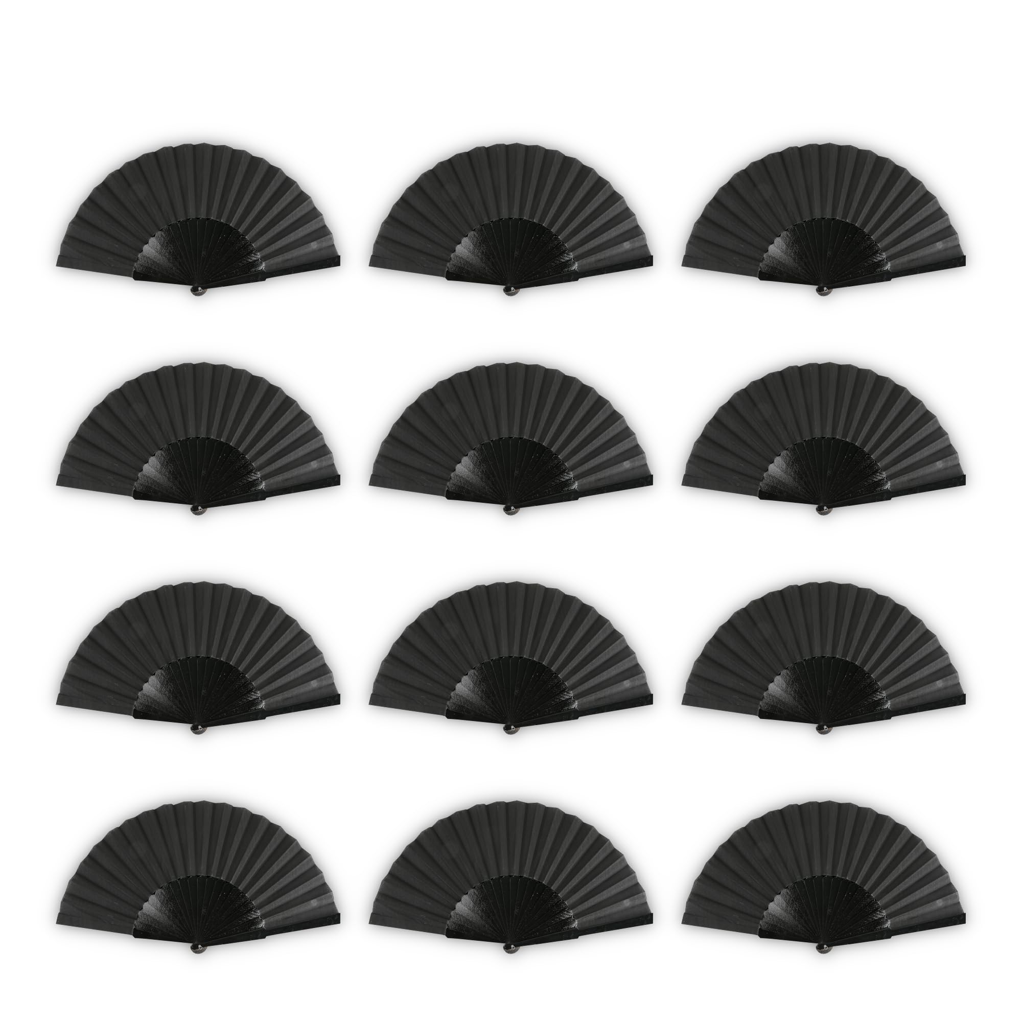 Home Universal® Abanico de Madera Plegable con Argollas para Colgar, 23, 27, 30 cm, Ligero y Resistente, para Bodas y Eventos (12, Negro (30CM), 30CM)