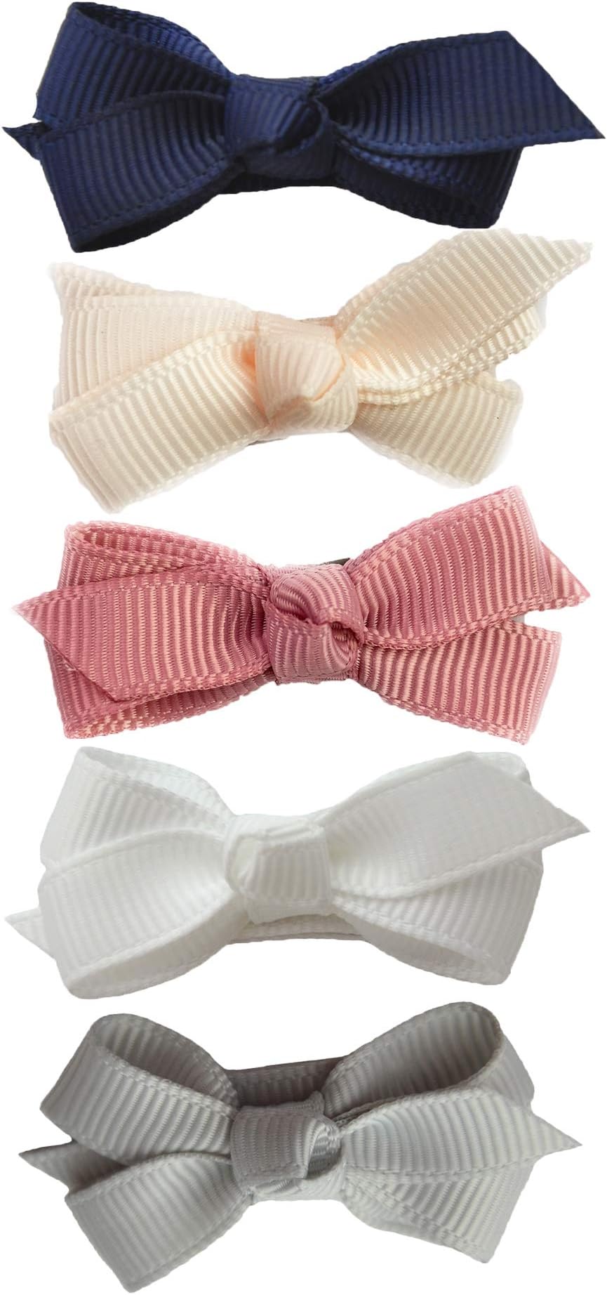 Baby Wisp® 5 Tiny Hair Bows Clips for Baby Girls Fine Hair Infants, Girl Hair Accessories, Boutique Bows,Hair Clips, Baby Girl Infant,Newborn Baby Girl Gifts, Snap Clips, Tiny Bows, Barrettes