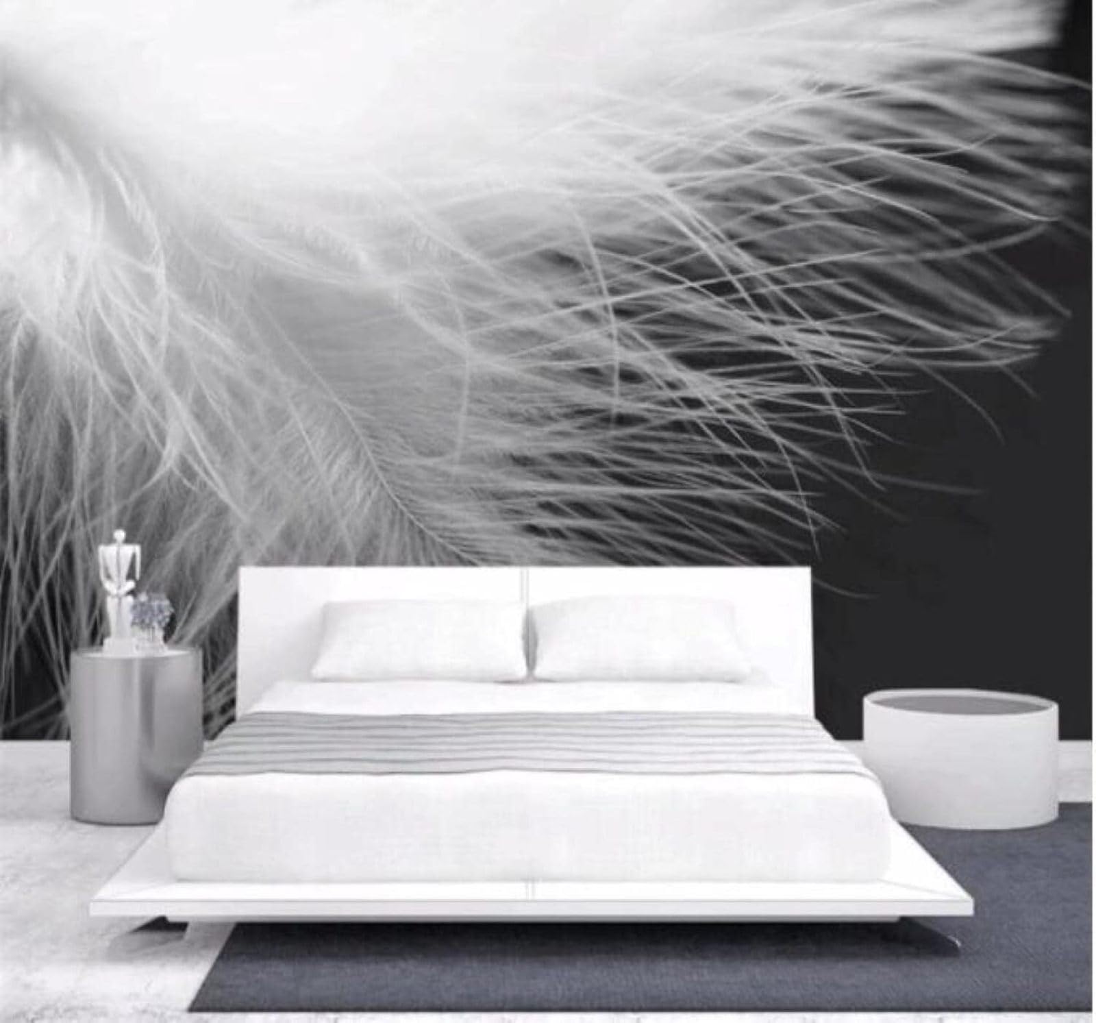 Xlming 430Cm×300Cm(B×H) Minimalist Three Dimensional Black And White Feathers Unique 3D Wallpaper Luxury Home Dining Decor Paste Sofa Living Room The Wall For Bedroom Mural-430Cm×300Cm