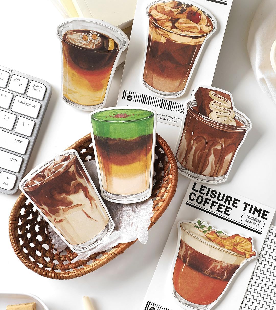 6 Styles Coffee Cup Sticky Notes Self-Stick Notepads Writing Memo Pads for School Classroom Quote Wall Home Office Students Supplies Party Favors Coffee Lovers Gifts (Style 1) - Image 4