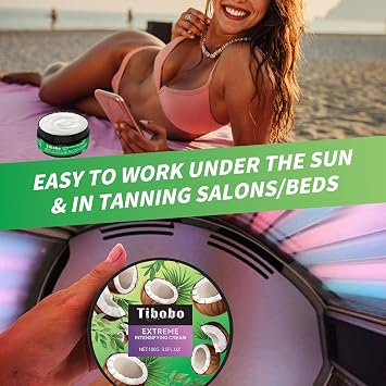Sunbed Tanning Accelerator, 100g Sunbed Cream Accelerator, Extreme Intensifying Tanning Moisturiser with Natural Formula, Long-Lasting Hydration Sun Tan Lotion for Outdoor & Sunbeds (Coconut)