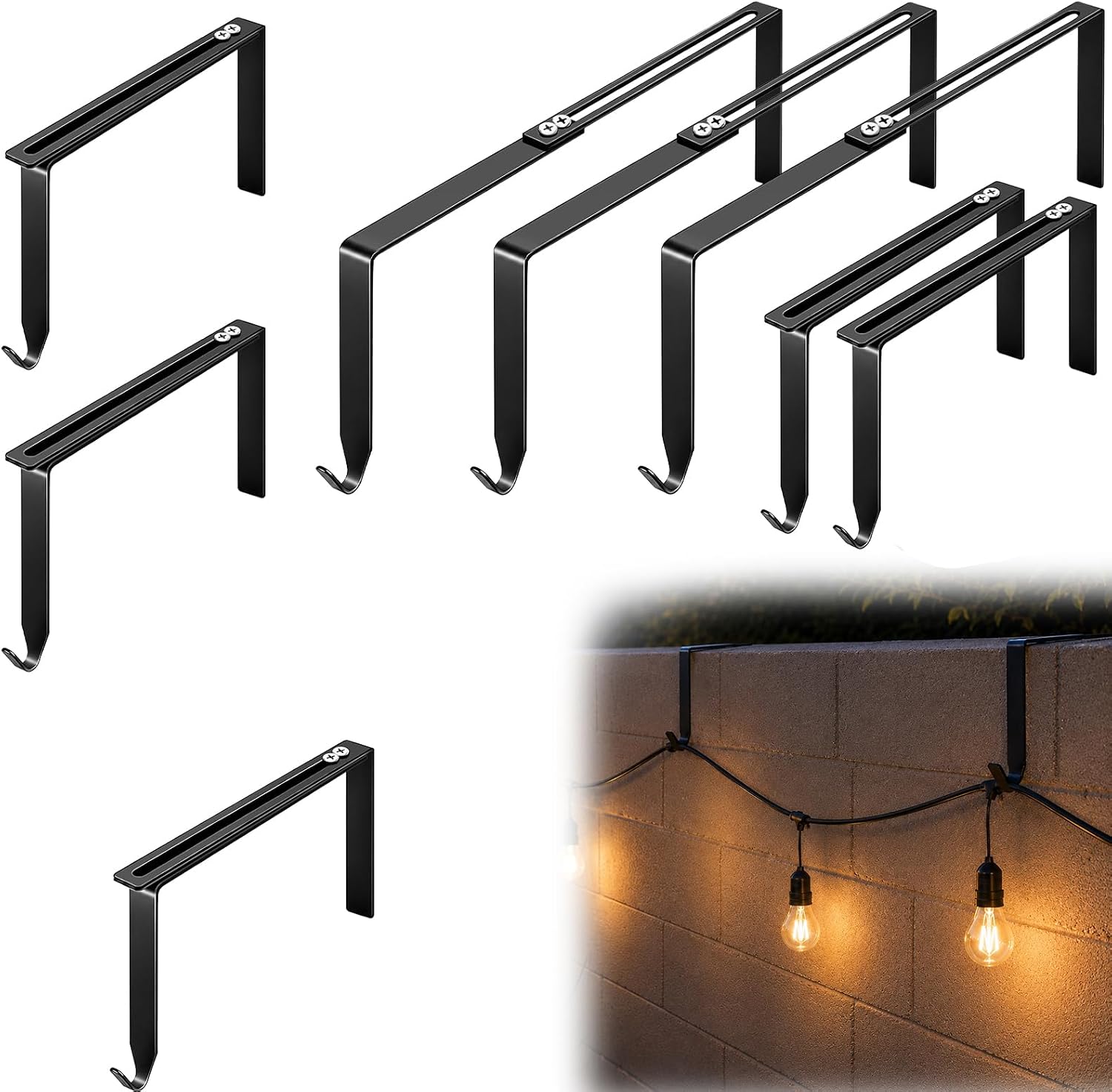 8 Pcs Adjustable Cinder Block Wall Hangers 3.43–6.2 Inch Black