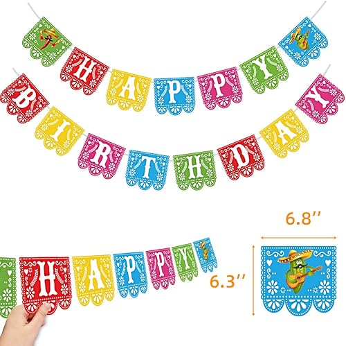 Miniatura 2 de Joy Bang Cartel de fiesta de cumpleaños, decoración de fiesta temática mexicana, pancarta de feliz cumpleaños del Cinco de Mayo, guirnalda de papel