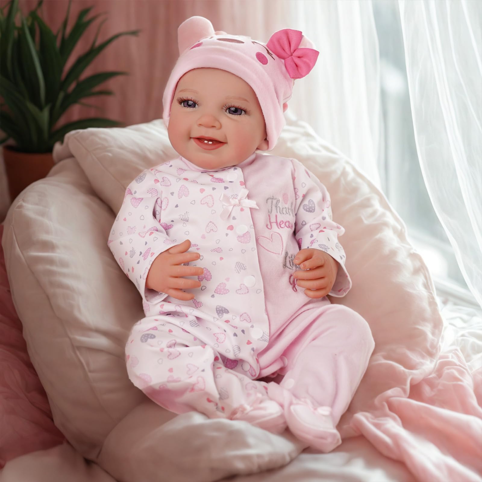 BABESIDE Muñecas Realistas para Bebés Recién Nacidos de 20 Pulgadas Cuerpo Suave Muñeca Recién Nacida de la Vida Real Niña Encantadora Despierta con Caja de Regalo | Cuerpo de tela suave, ojos abiertos, pelo pintado a mano, accesorios incluidos, regalo pa