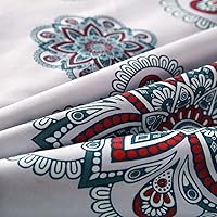 Vista 8 de Sviuse Juego de funda de edredón bohemia de 3 piezas, tamaño individual, gris con estampado bohemio con cierre de cremallera, 1 funda de edredón + 2