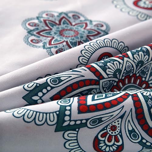 Miniatura 8 de Sviuse Juego de funda de edredón bohemia de 3 piezas, tamaño individual, gris con estampado bohemio con cierre de cremallera, 1 funda de edredón + 2