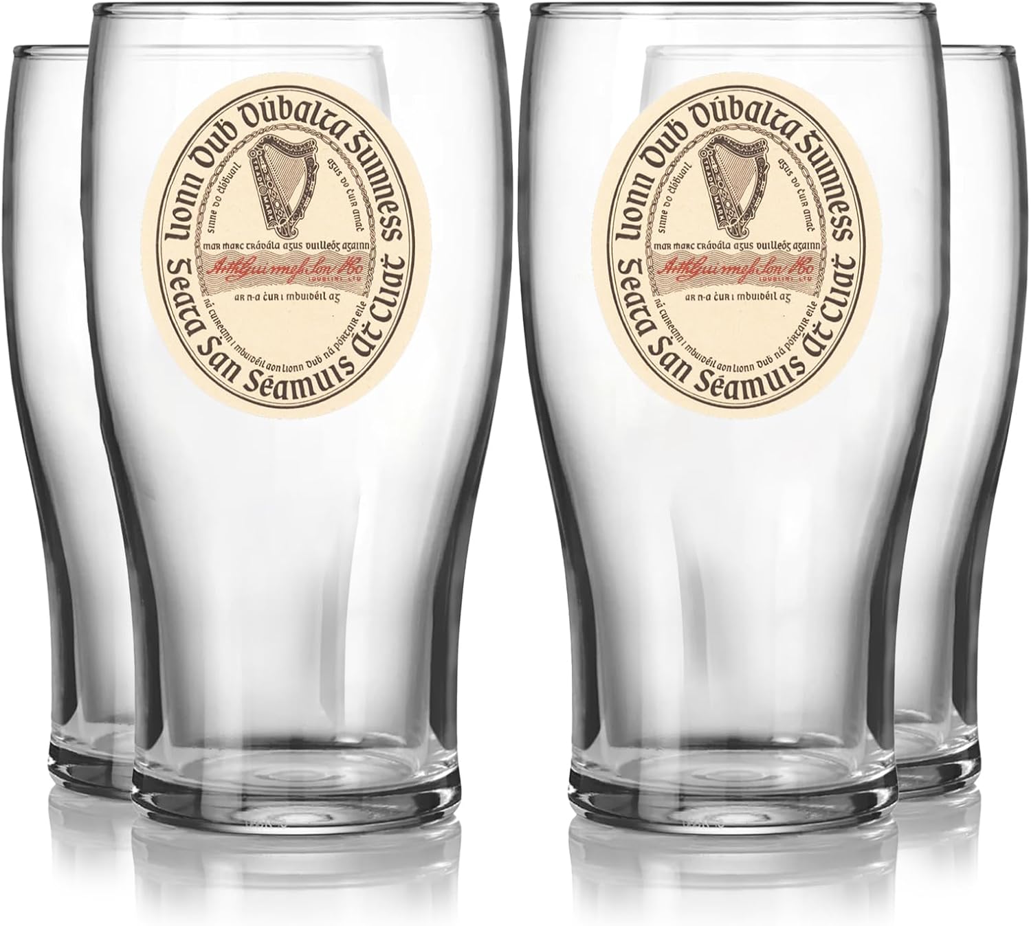 Guinness Vintage Label Pint Glass Set, 4-pack